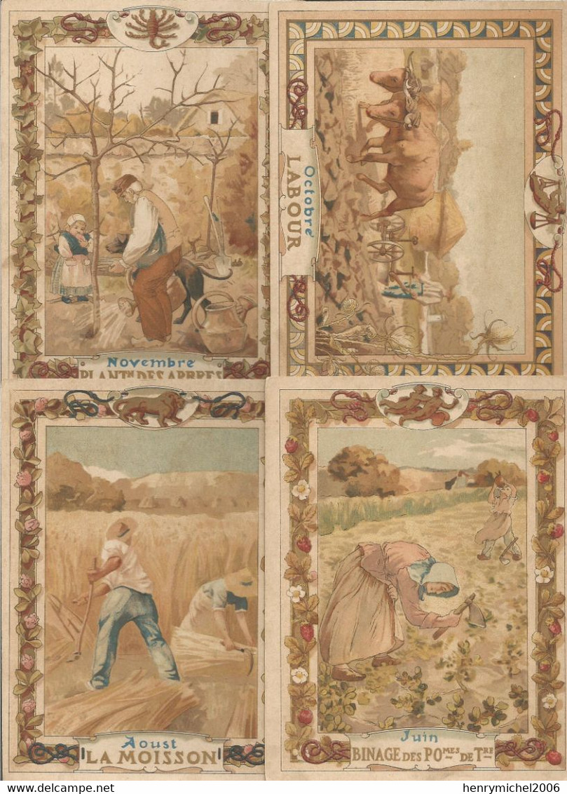 Pub Publicité  La Chicorée Arlatte De Cambrai Métier Des Mois Saisons Agriculture Chromo ? 11,8x15,4 Cm Lot 8 Cartes - Pubblicitari