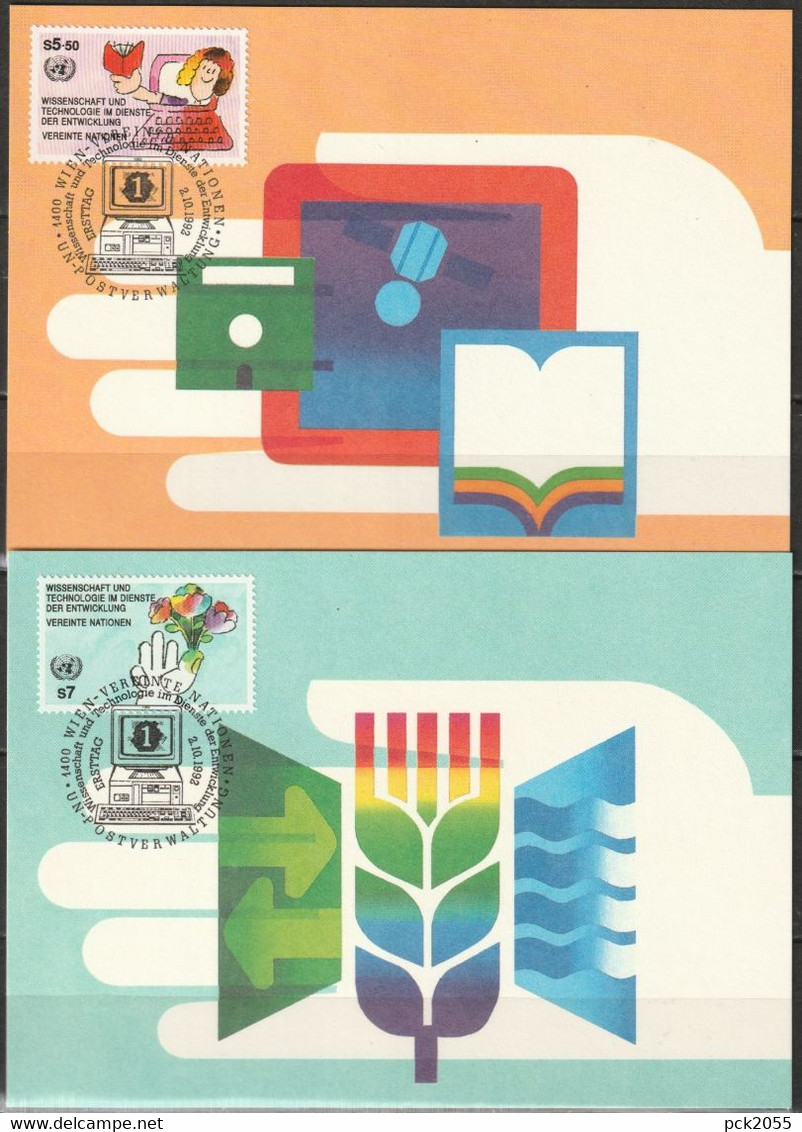 UNO Wien 1992 MK 14-15 MiNr.135 - 136  Kommission Für Wissenschaft Und Technologie ( D 4678 ) - Cartes-maximum