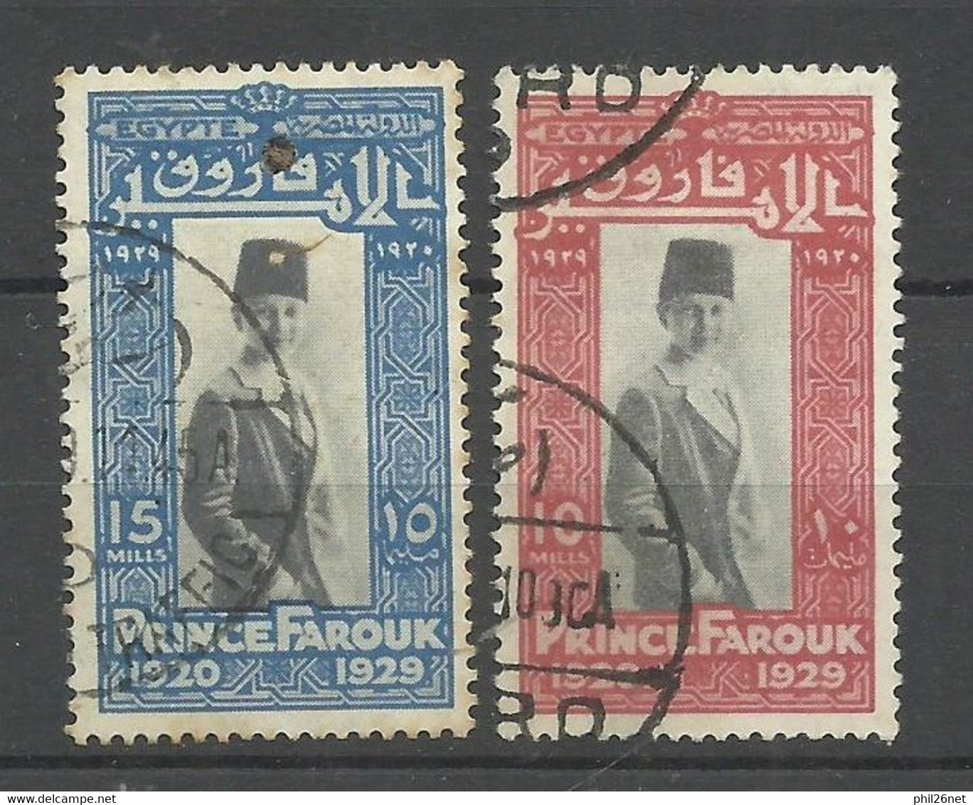 Egypte  N°137  Et 138B  Centre Noir  Prince Farouk  Oblitérés    B/T B    Voir Scans  Soldé ! ! ! - Usati