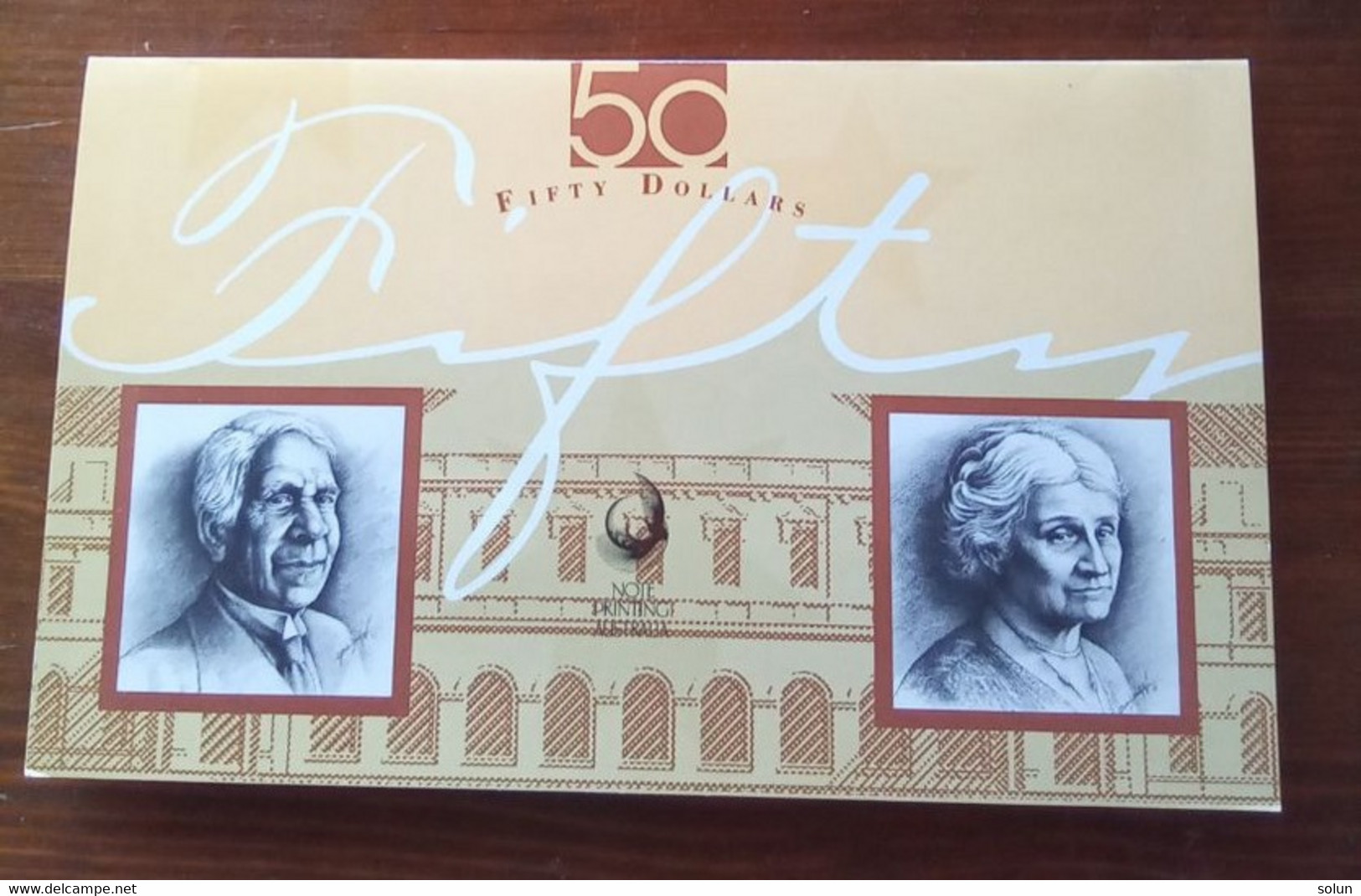 AUSTRALIA  50  FIFTY DOLLARS  FOLDER 1995 LOW NUMBERED UNCIRCOLATED  PREFIX AA - 1992-2001 (Polymer)