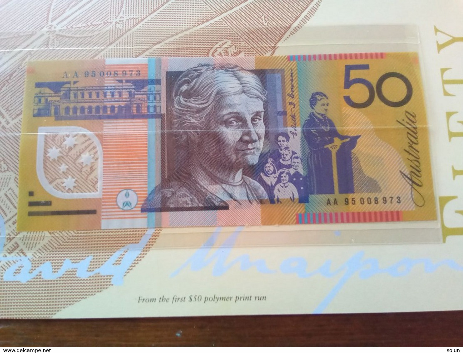 AUSTRALIA  50  FIFTY DOLLARS  FOLDER 1995 LOW NUMBERED UNCIRCOLATED  PREFIX AA - 1992-2001 (kunststoffgeldscheine)