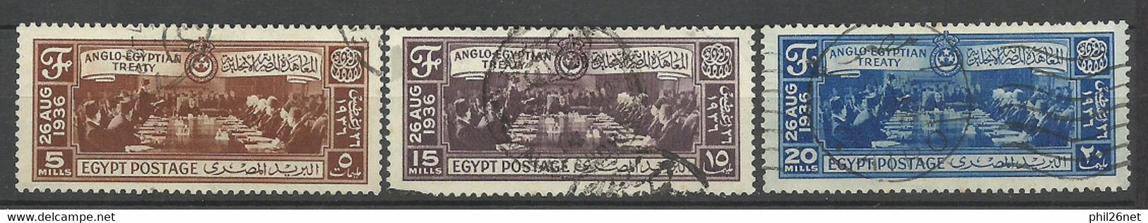 Egypte  N°184 à 186 Signature Du Traité Anglo-Egyptien 1937   Oblitérés B/T B  Voir Scans  Soldé ! ! ! - Used Stamps