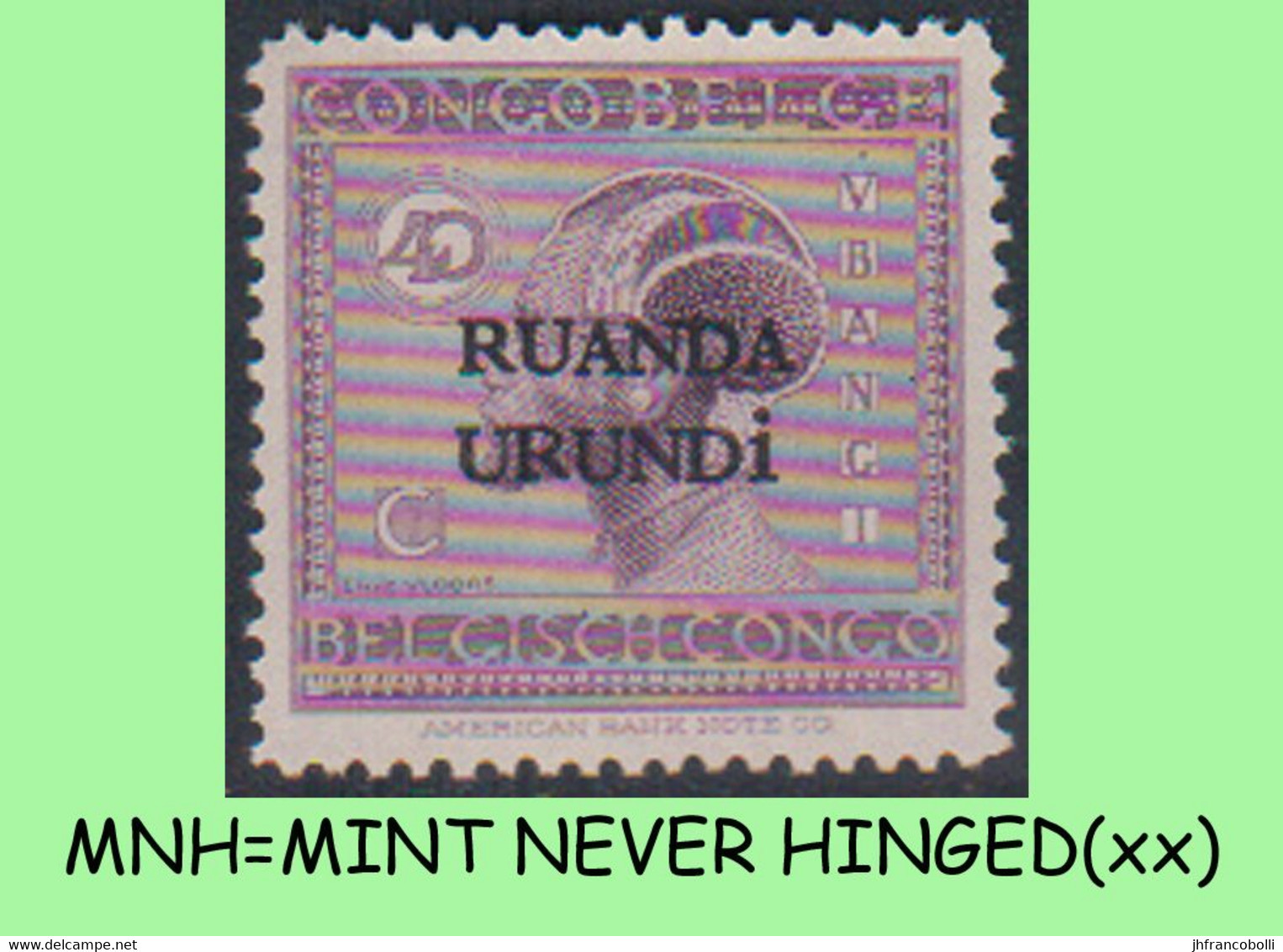1925 ** RUANDA-URUNDI = RU 065 MNH VLOORS -2- UBANGI HEAD ( ANGLE BLOCK X 4 STAMPS WITH ORIGINAL GUM ) - Ongebruikt