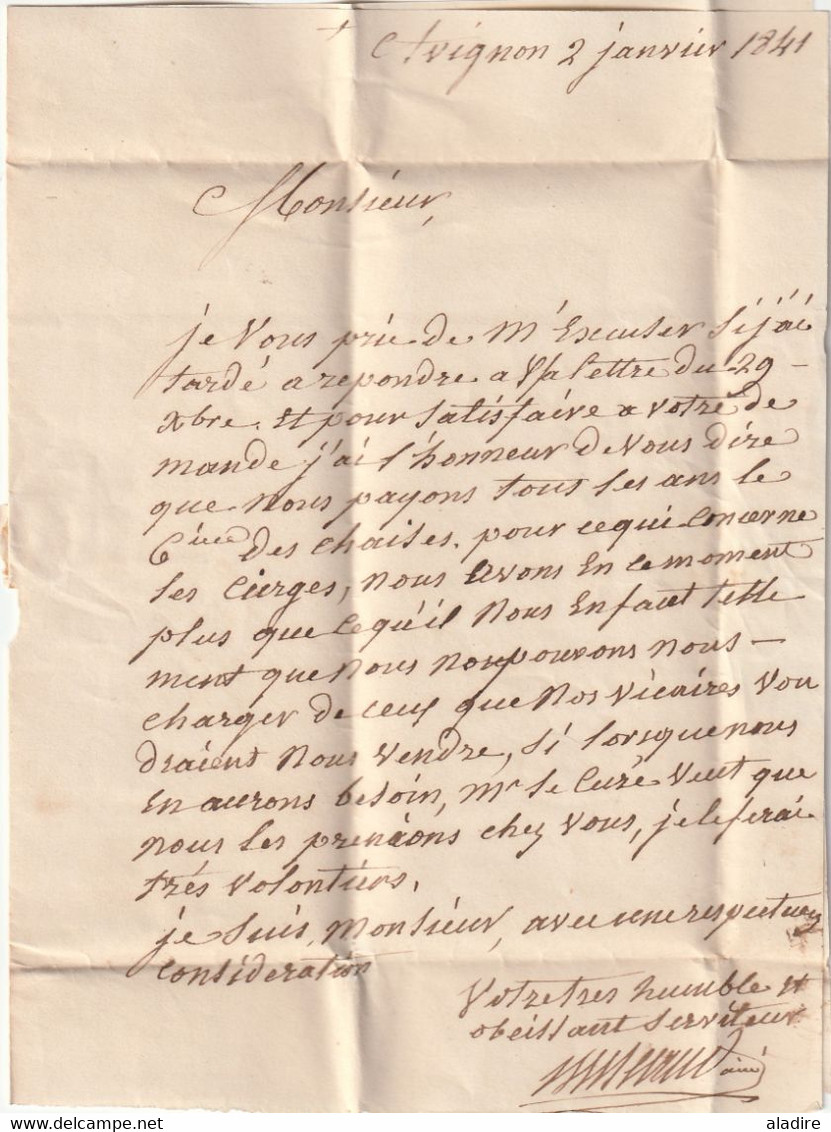 1841 - Grand Cachet Fleurons Simples Sur LAC D'Avignon Vers Apt, Vaucluse - Grand Cachet Fleurons Simples En Arrivée - 1801-1848: Precursori XIX