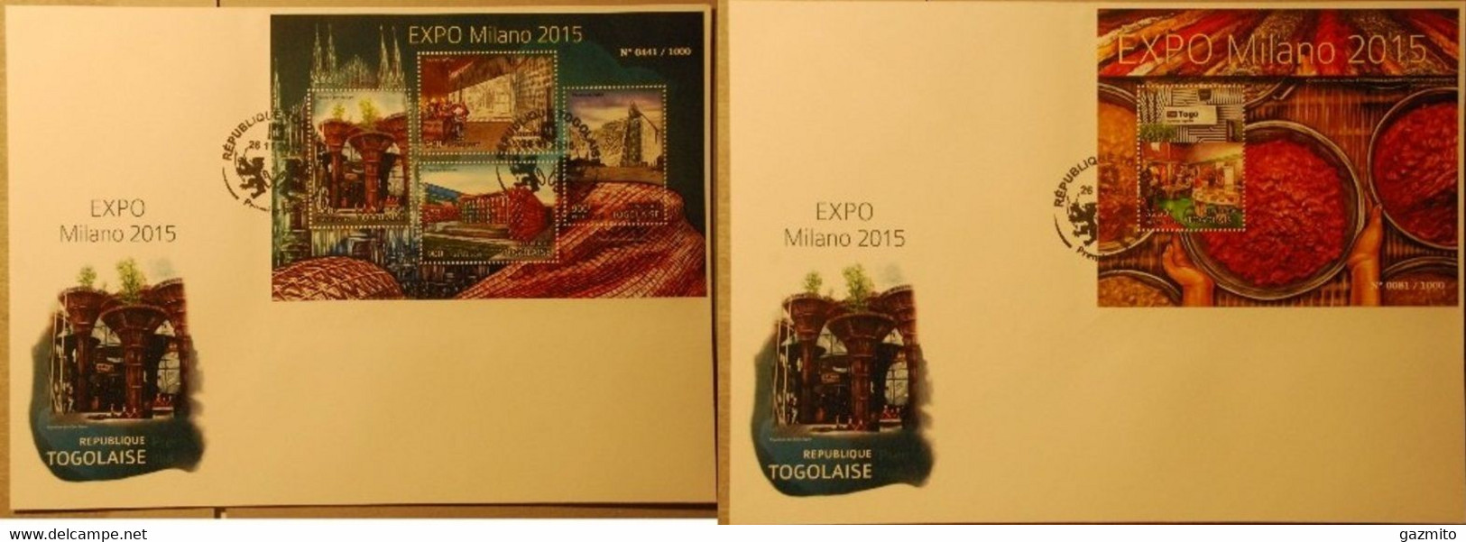 Togo 2015, Expo 2015 In Milan, Food, 3val In BF +BF In 2FDC - 2015 – Milan (Italie)