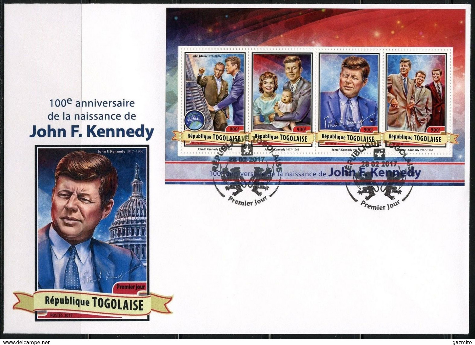 Togo 2017, Kennedy, Space, 4val In BF In FDC - Afrique