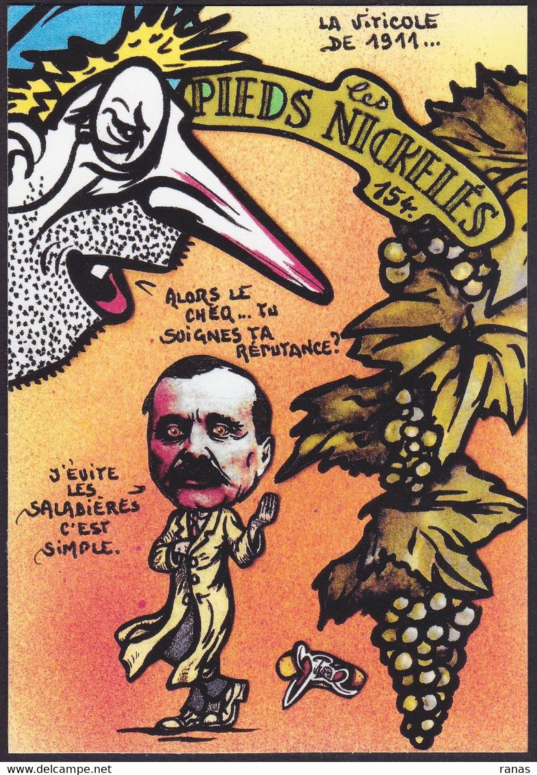CPM AUBE 30 Ex. Numérotés Signés JIHEL Satirique événements Viticoles 1911 Les Pieds Nickelés - Bar-sur-Aube