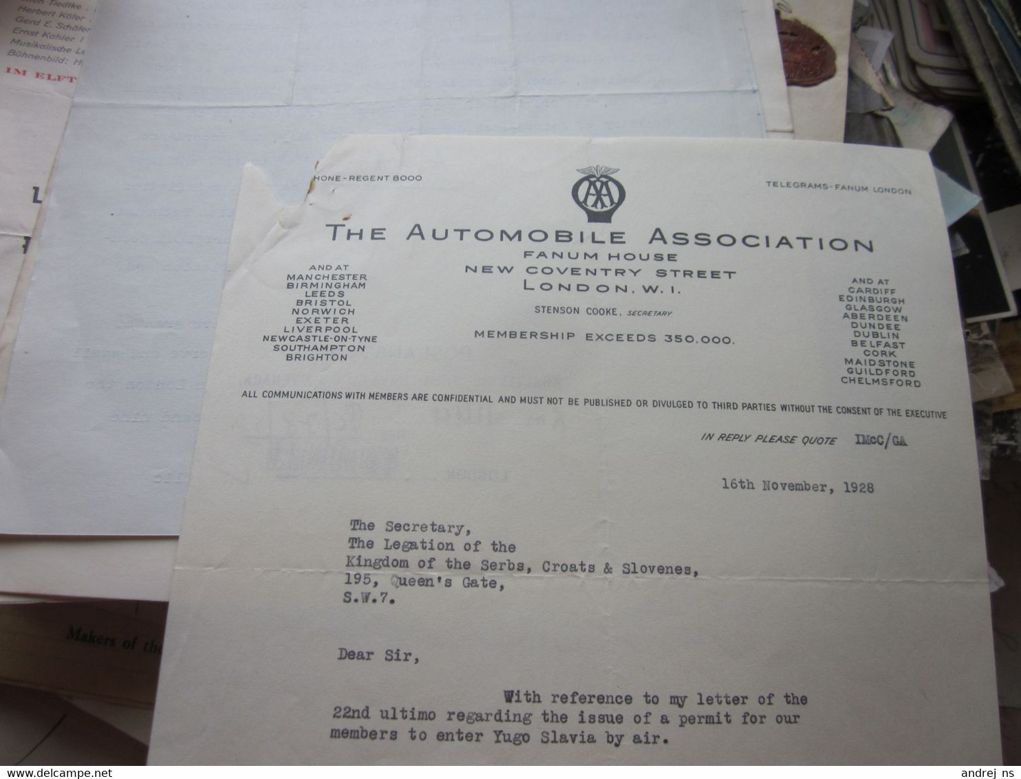 The Automobile Association Fanum House London 1928 - Royaume-Uni