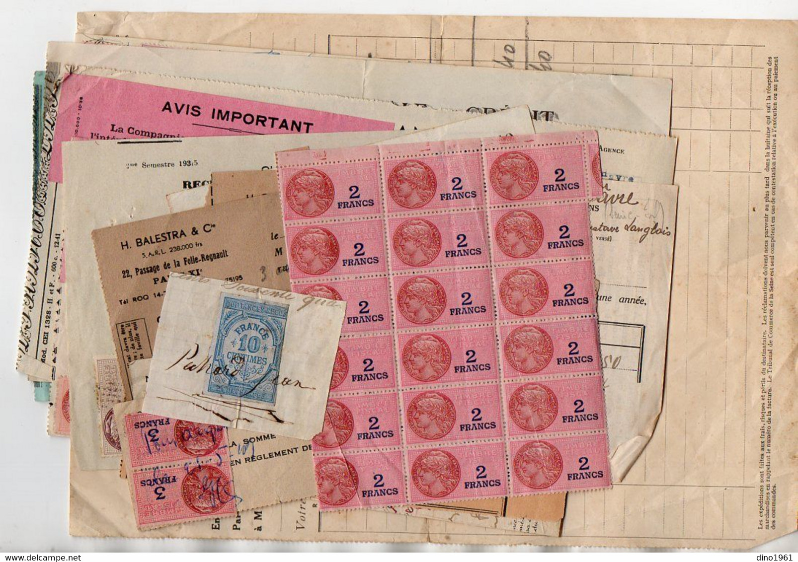 TB 3681 - Petit Lot De Timbres Fiscaux Sur Documents - Briefe U. Dokumente