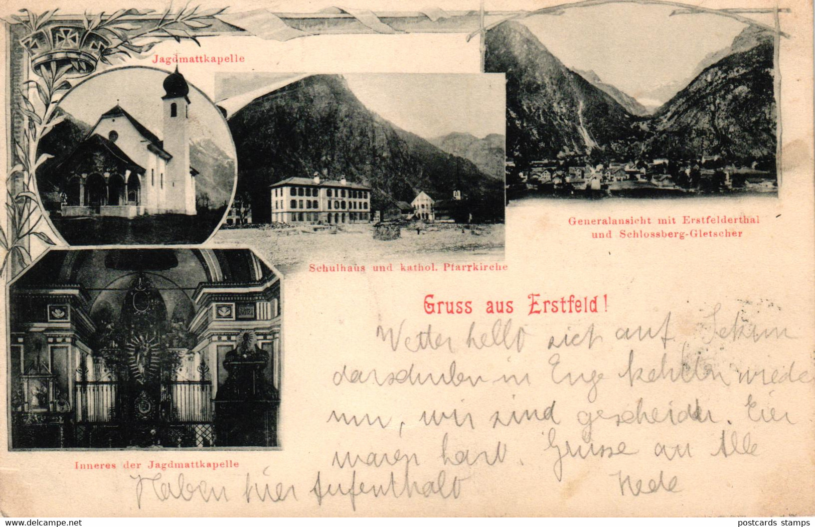 Erstfeld, Mehrbild-AK Mit Schulhaus, 1900 Nach Zürich Versandt - Erstfeld