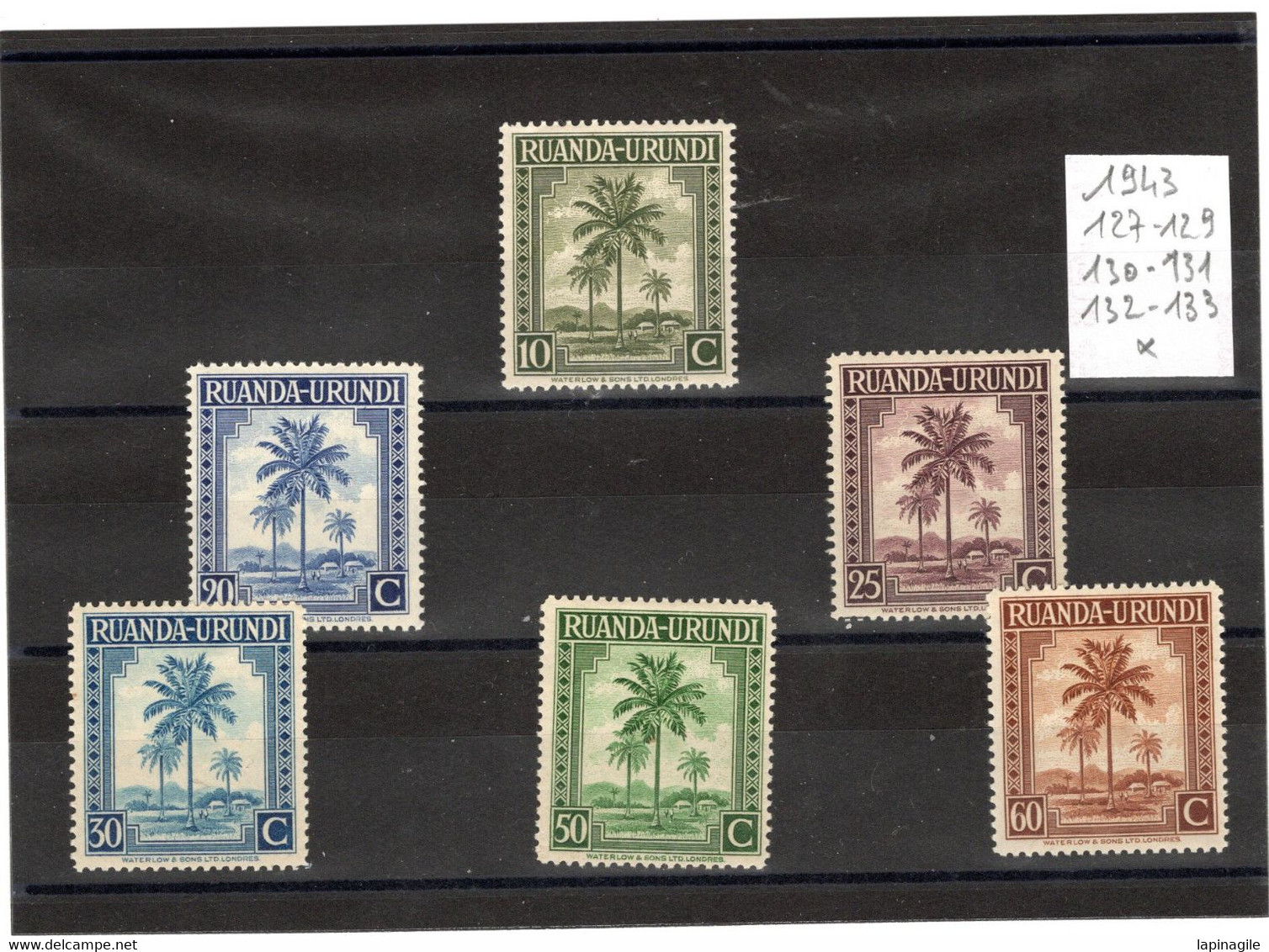 RUANDA 1943 YT N° 127+129 à 133 Neufs* Trace De Charnière - Unused Stamps