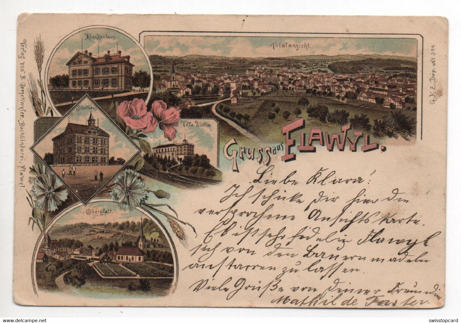 LITHO Gruss Aus FLAWIL Gel. 1898 N. St. Gallen - Flawil