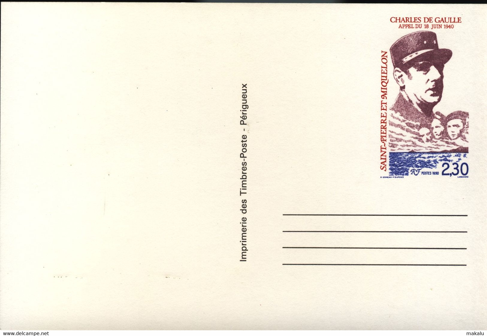 De Gaulle 1990 - Saint Pierre Et Miquelon   Entier Postal Neuf - Interi Postali