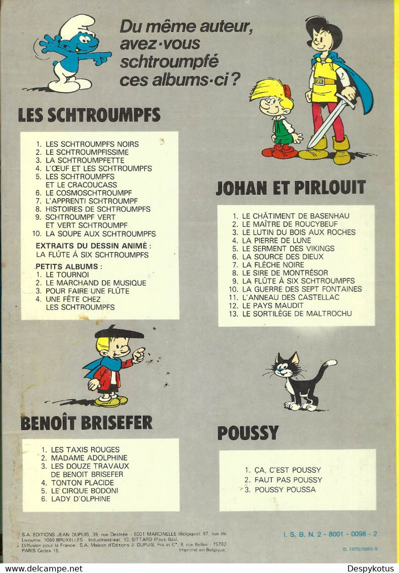 Johan Et Pirlouit - Tome 4 - La Pierre De Lune - PEYO - Dupuis 1978 - Johan Et Pirlouit