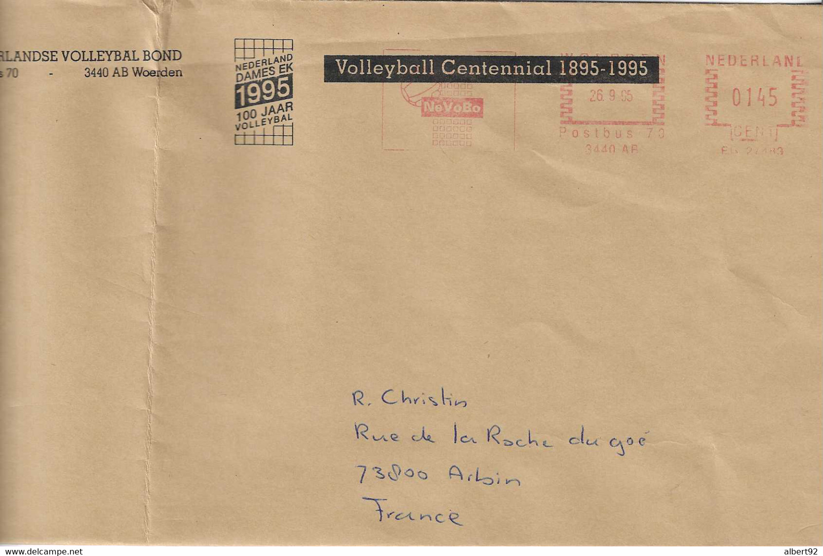 1995 EMA Fédération Néerlandaise :Championnat D'Europe Féminin De Volley Ball: Lettre Siglée Centenaire Du Volley Ball - Volleyball