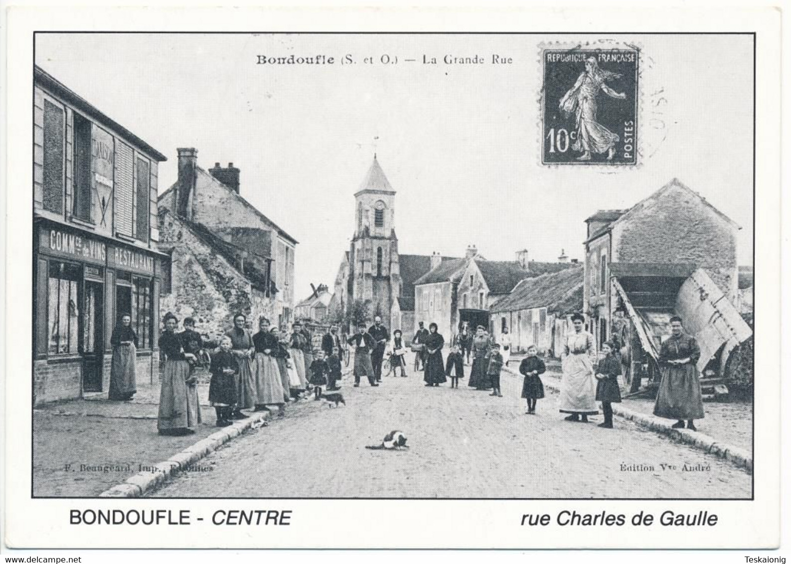 BONDOUFLE (91.Essonne) Repro D'ancienne CP. Grande Rue, Rue Charles De Gaulle - Bondoufle