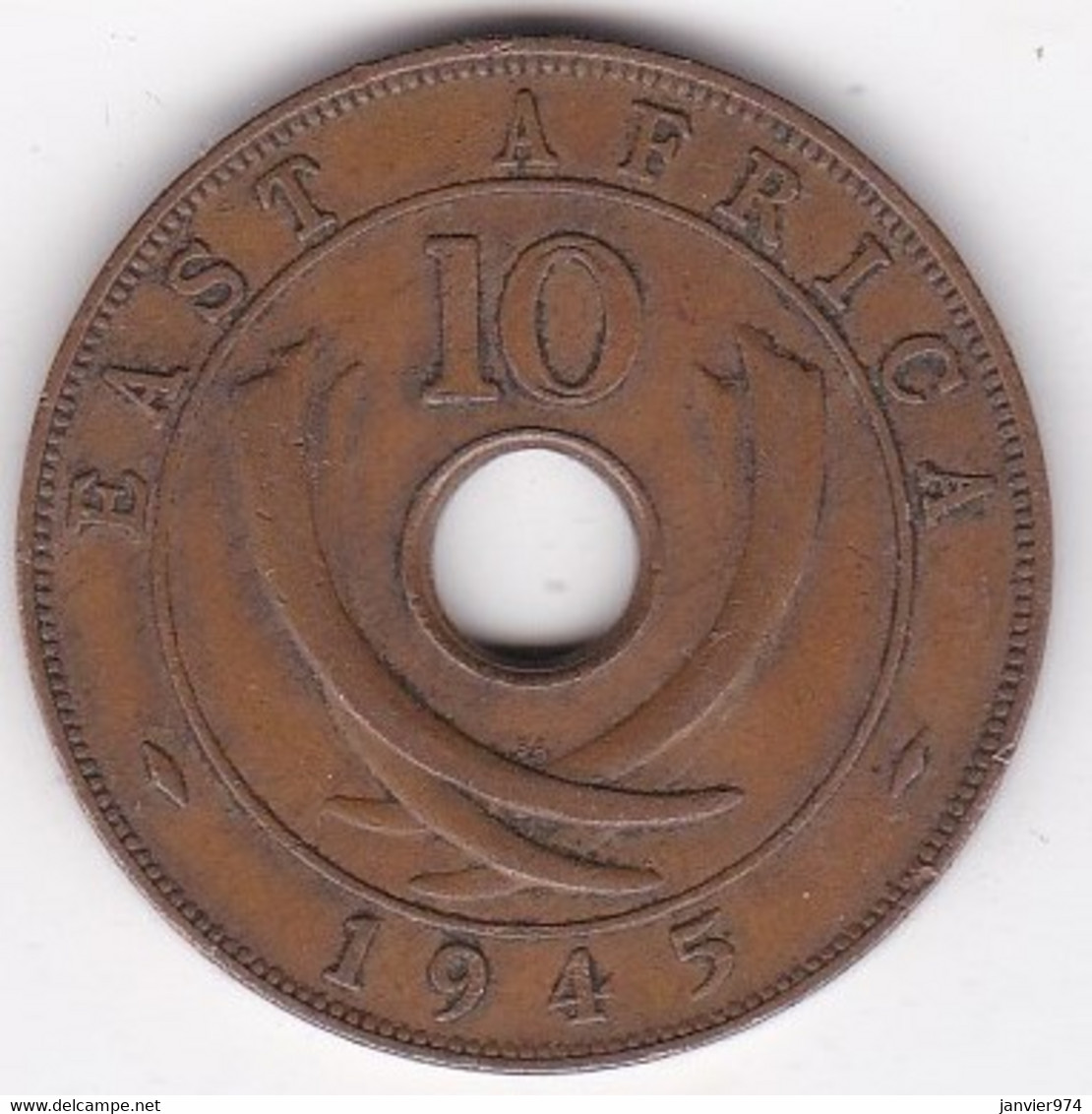 East Africa 10 Cents 1945 George VI, En Bronze , KM# 26 - Britische Kolonie