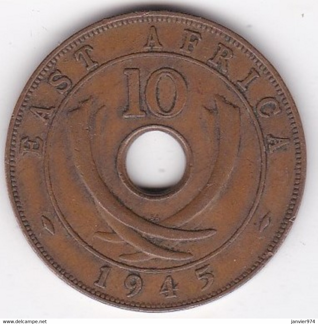 East Africa 10 Cents 1945 George VI, En Bronze , KM# 26 - Britse Kolonie