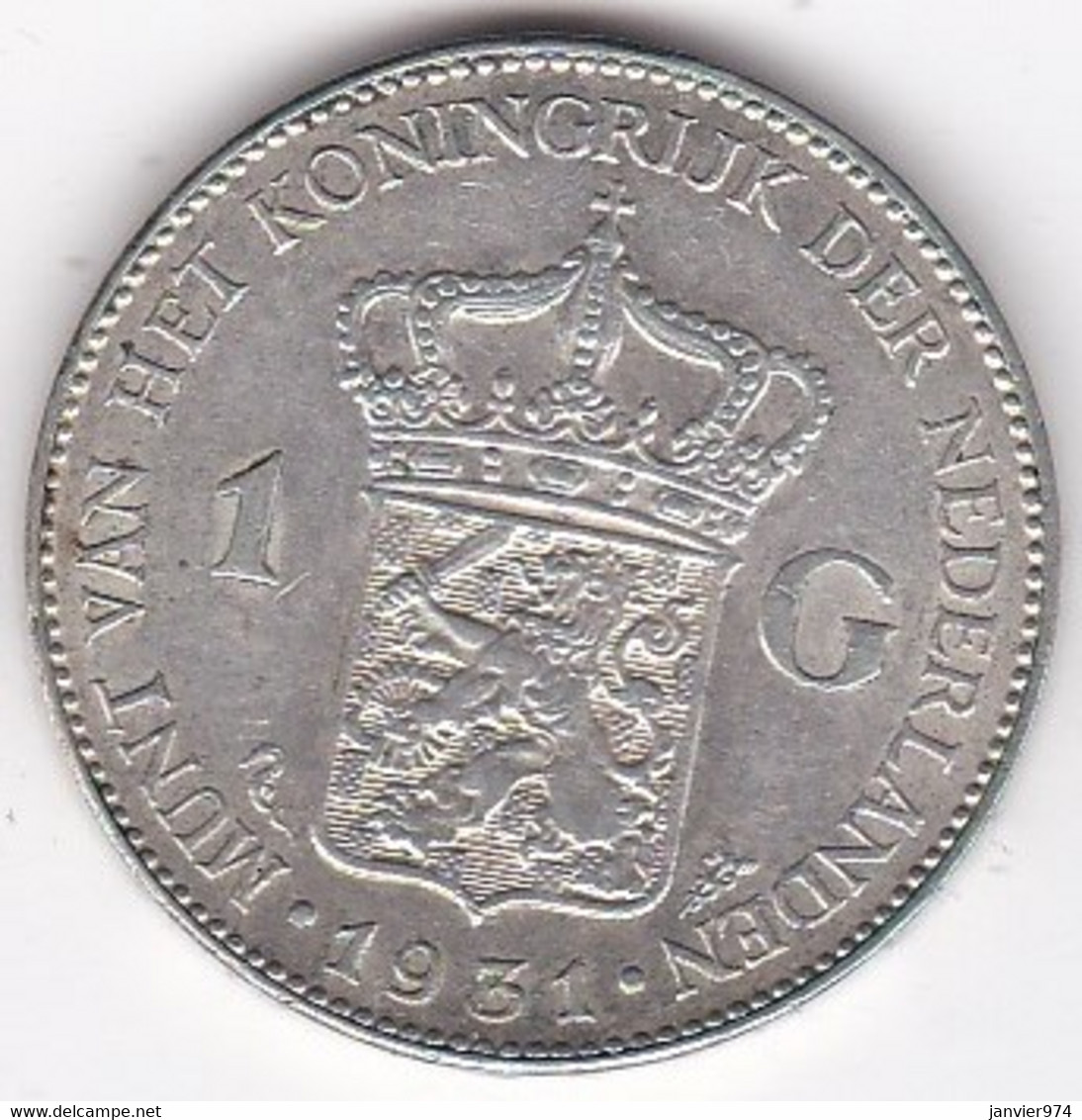 Pays-Bas 1 Gulden 1931  Wilhelmina, En Argent KM# 161 - 1 Florín Holandés (Gulden)