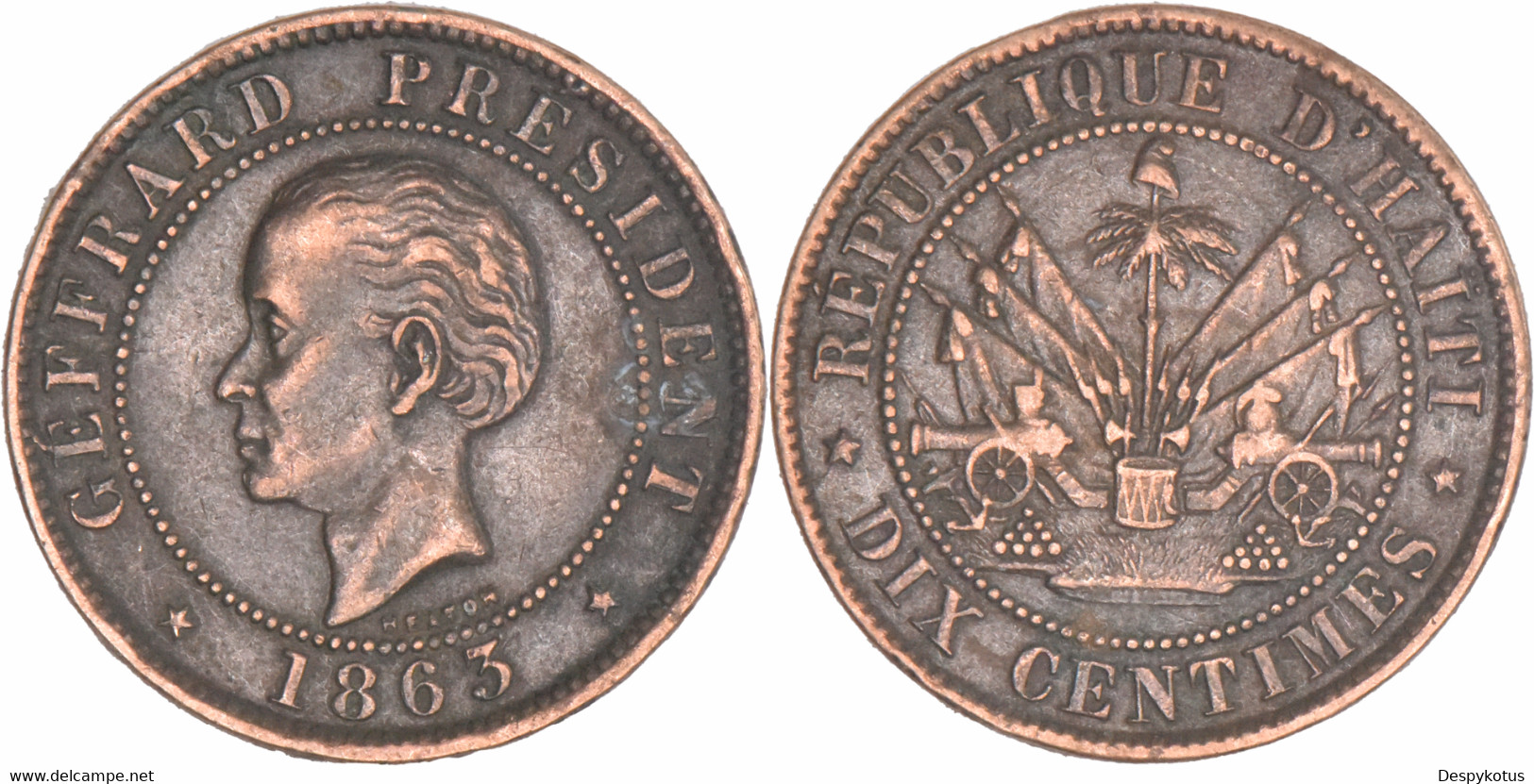 Haiti - 1863 - 10 Centimes - Heaton - Geffrard Président - 11-072 - Haïti