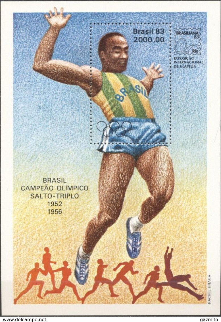 Brasil 1982, Philaexpo Brasiliana83, Brasil, Gold Olympic Medal In Jumping, Block - Verano 1952: Helsinki