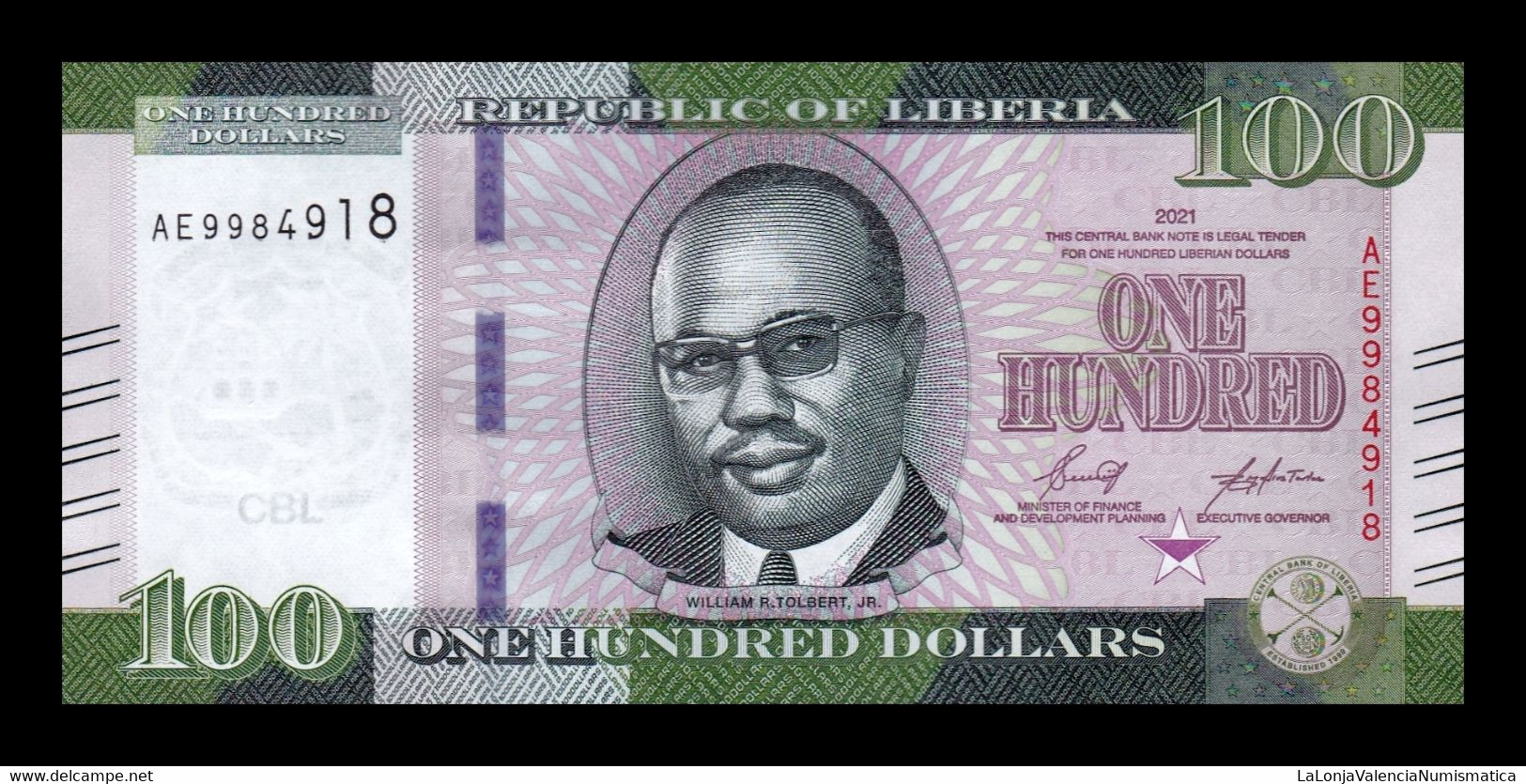 Liberia 100 Dollars 2021 (2022) Pick New SC UNC - Liberia