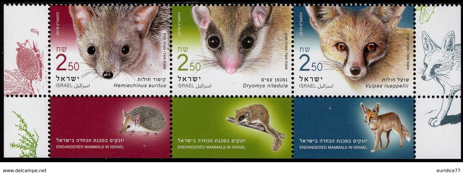 Israel 2019 - Mammals With Label Stamp Set Mnh - Full Years