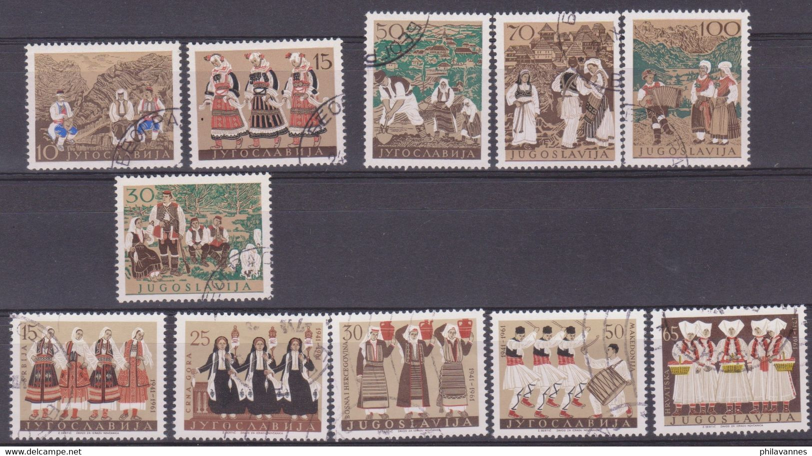 Yougoslavie, Folklore, 11 Valeurs, Cote 7,90€ ( 220907/15.1) - Collections, Lots & Series