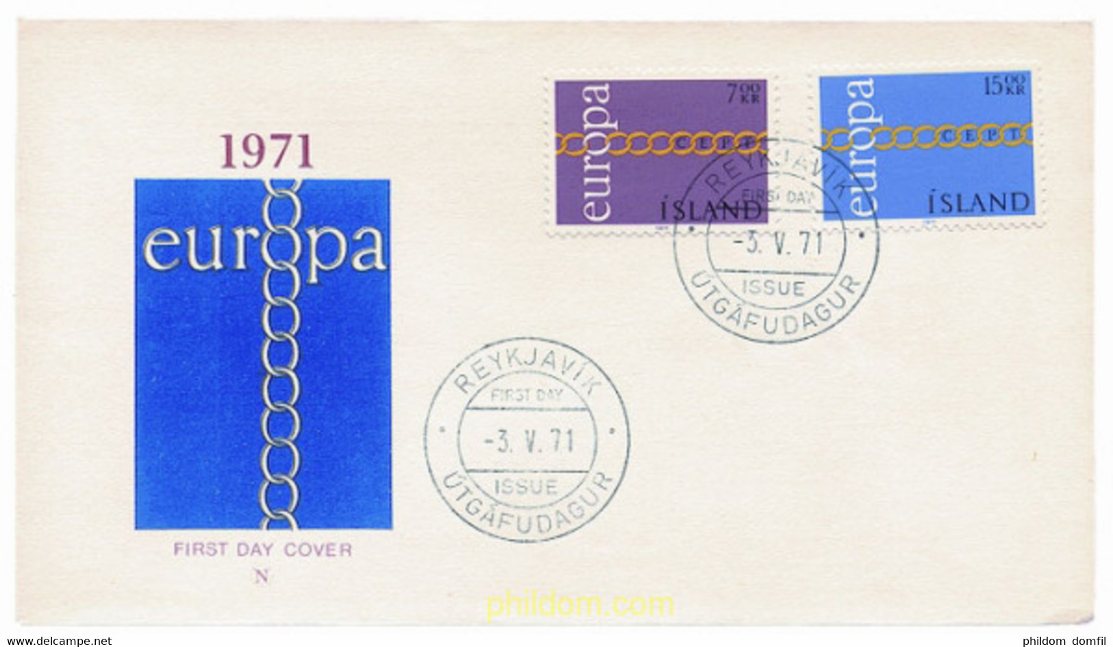 23644 MNH ISLANDIA 1971 EUROPA CEPT. FRATERNIDAD Y COOPERACION - Lots & Serien