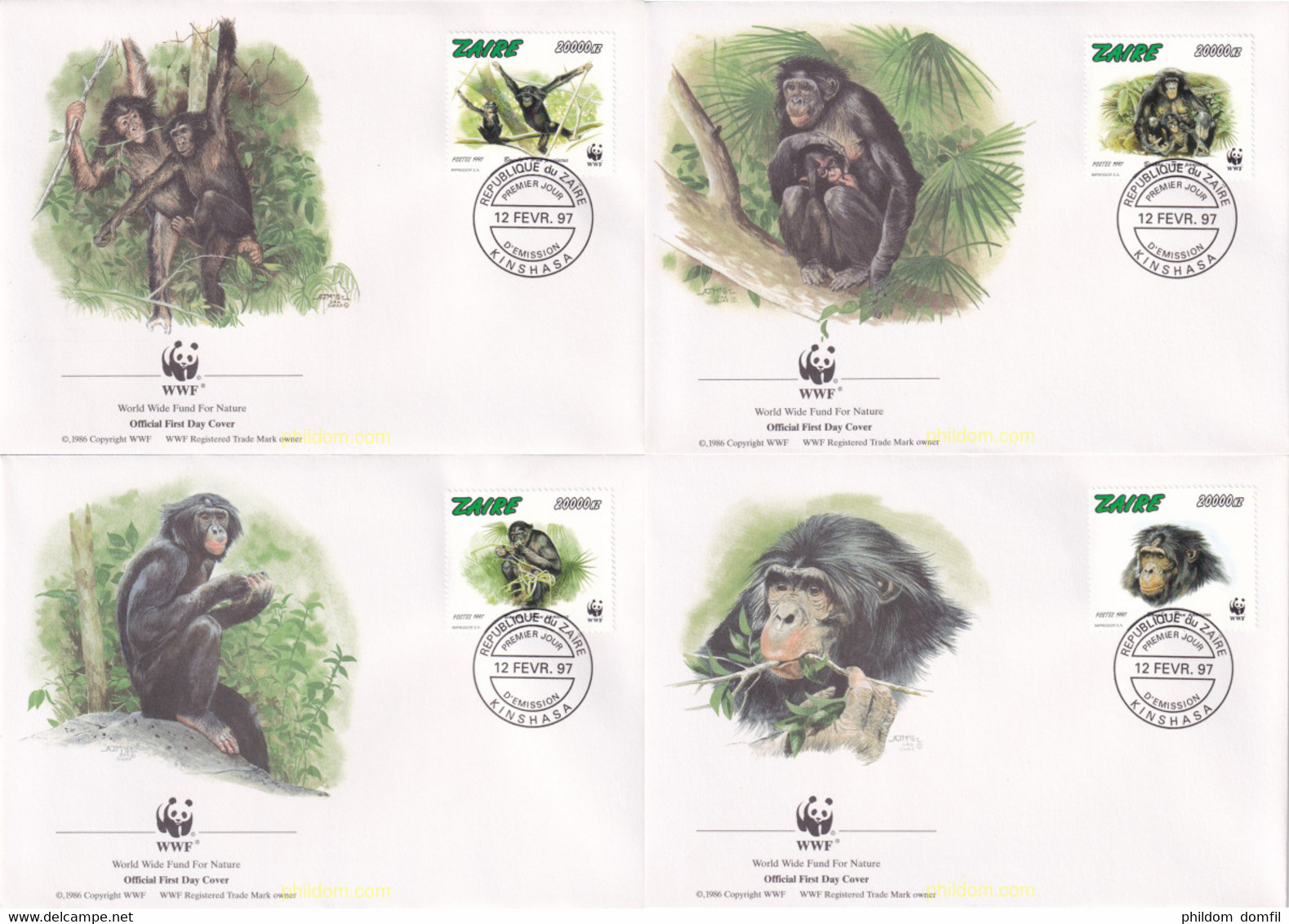 23227 MNH ZAIRE 1997 BONOBO - Collections