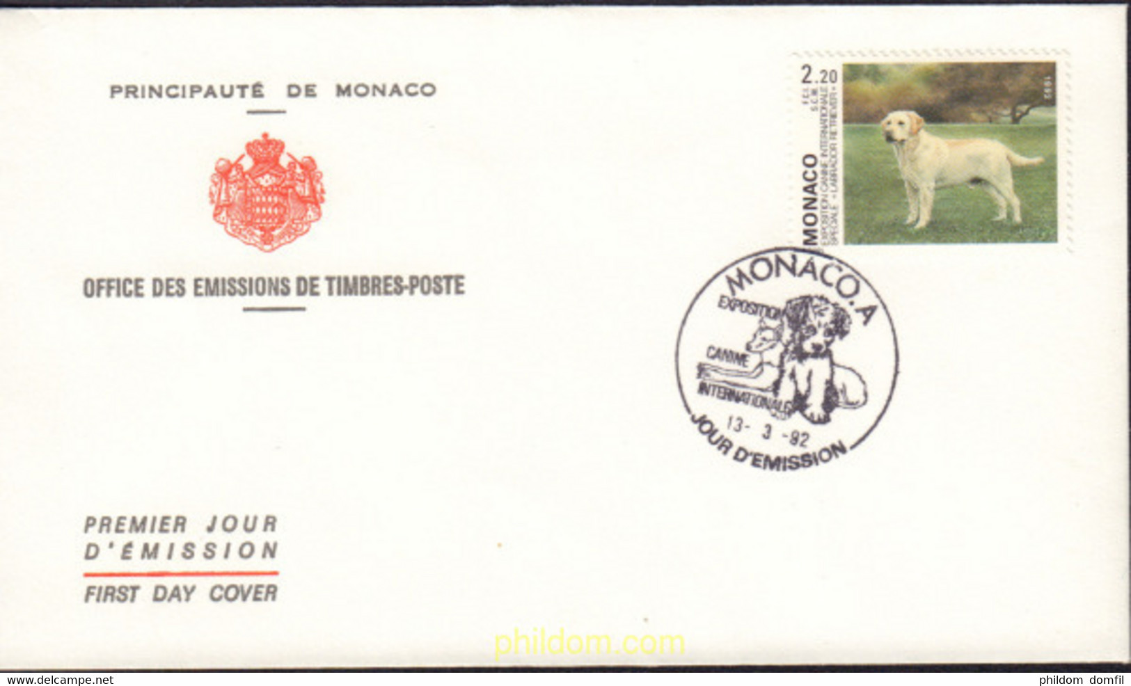 401239 MNH MONACO 1992 EXPOSICION CANINA INTERNACIONAL - Autres & Non Classés