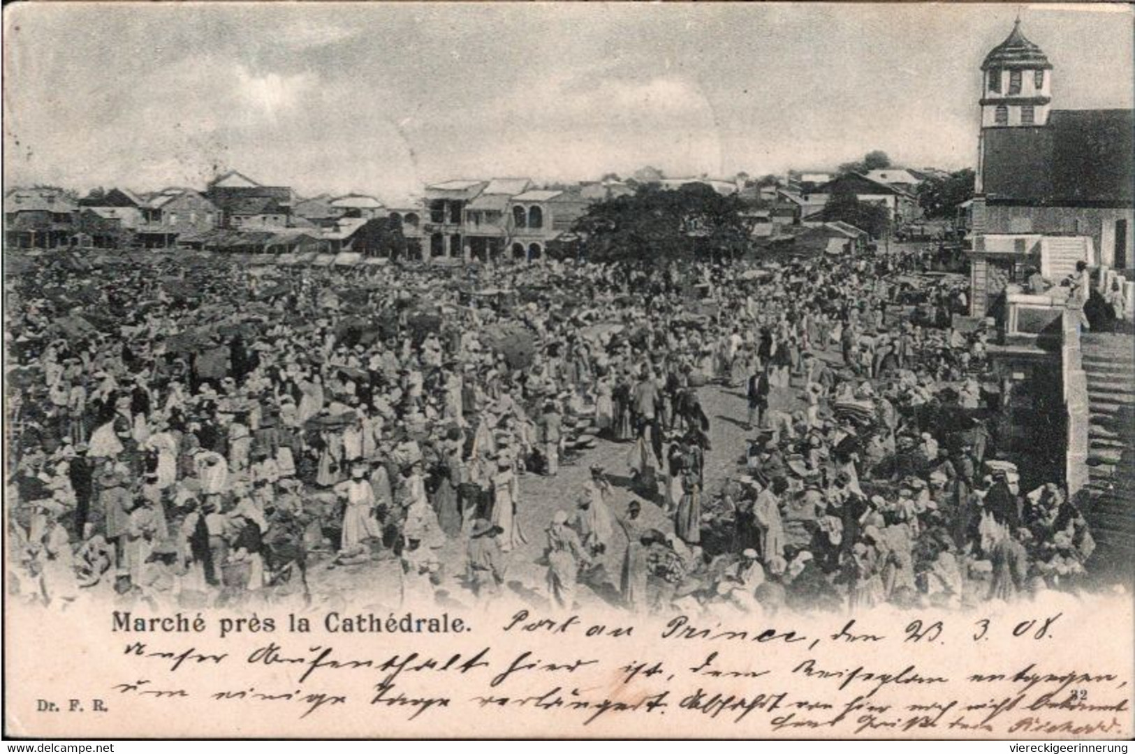 ! Old Postcard Port Au Prince, Haiti, 1908, Marche Pres La Cathedrale - Haïti