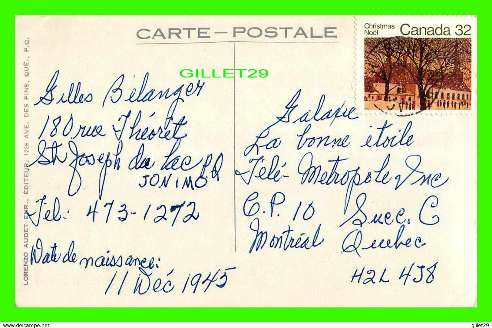 STE ANNE DE BEAUPRÉ, QUÉBEC - STATUE MIRACULEUSE - LORENZO AUDET ENR, ÉDITEUR No 64 - CIRCULÉE EN 1986 - - Ste. Anne De Beaupré