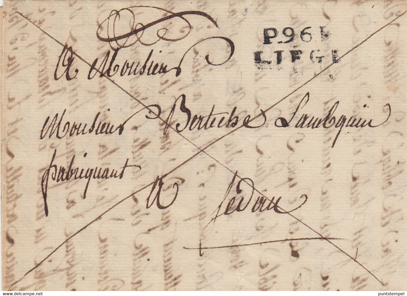 EO Brief 17 Mei 1813 Met Astempel P96P LIEGE Van Luik Naar Sedan (F) - 1794-1814 (Période Française)