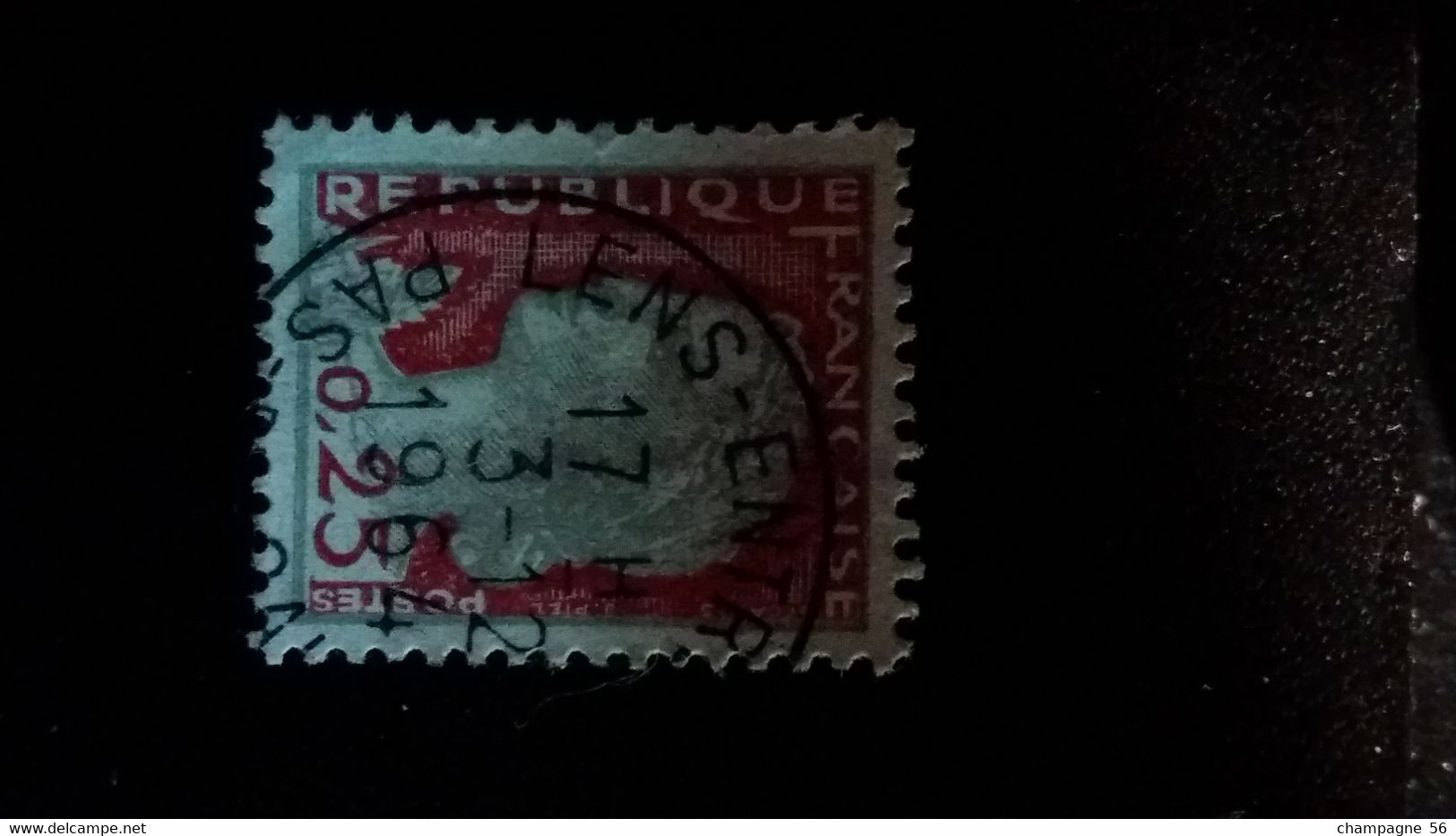 1960 N° 1263  OBLITERE 3.12.1964 COULEUR DEPLACER HAUT 0,25  ( SCANNE 3 PAS A VENDRE - Used Stamps