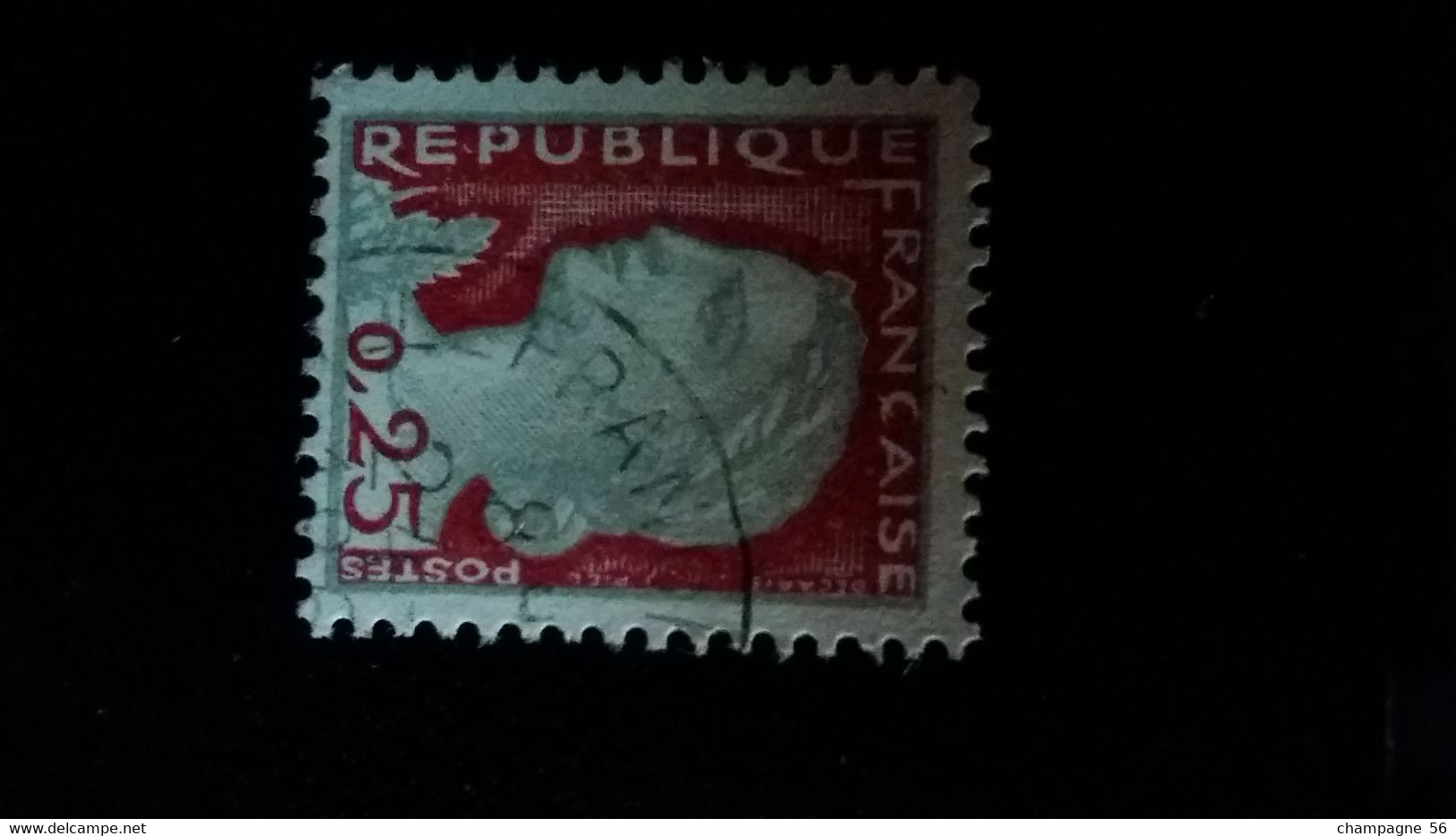 1960 N° 1263  OBLITERE REPUBLIQUE LE P BRISEE  FRANCAISE ENTRE N ET C DESSUS ENCRE ROUGE  ( SCANNE 3 PAS A VENDRE - Oblitérés