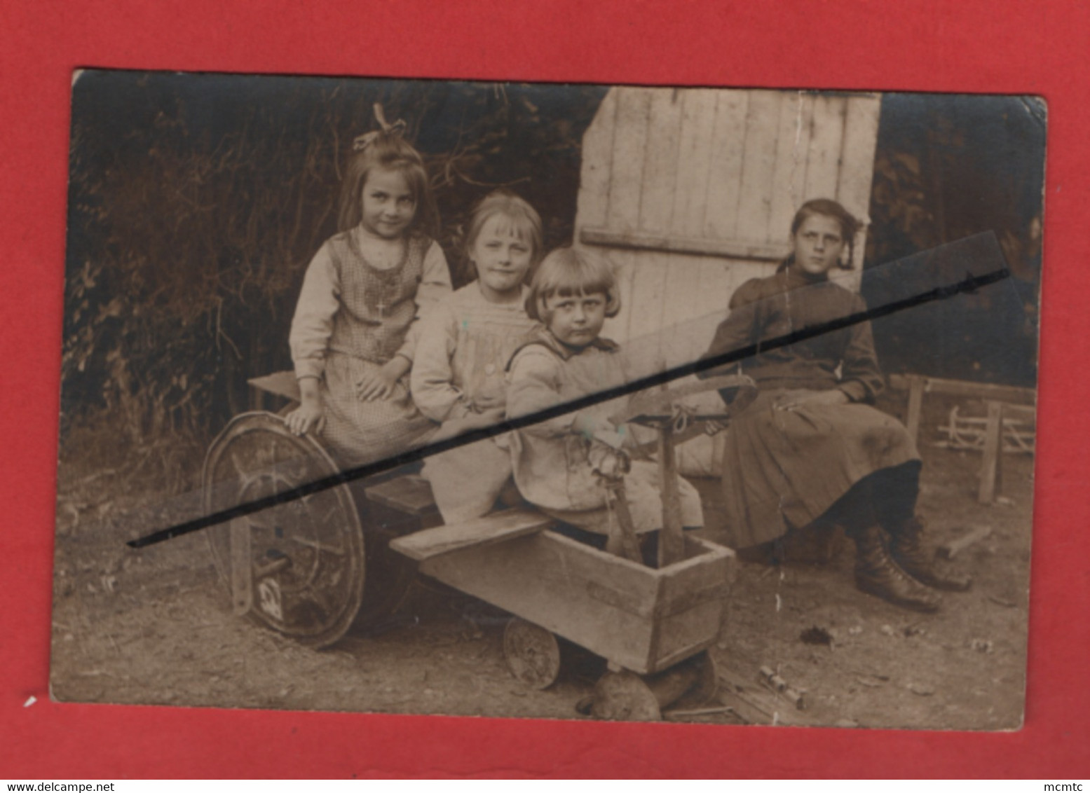 Carte Photo Abîmée - Jeux, Jouets , Voiture En Bois ,Enfants - Jeux Et Jouets