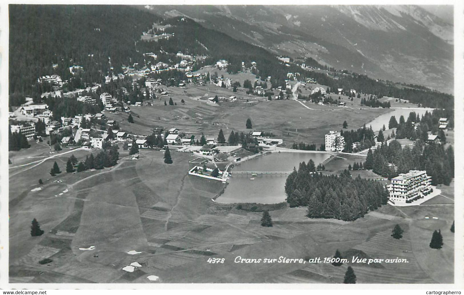 Switzerland Postcard Crans Sur Sierre Aerial View 1954 - Crans