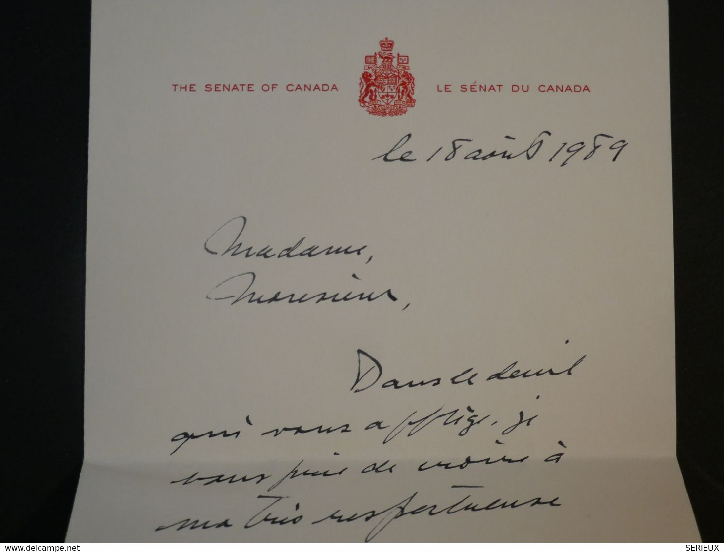 S 30 CANADA   BELLE LETTRE  SENAT  RARE 1988  OTAWA  ++AFFRANCH. PLAISANT ++ - Lettres & Documents