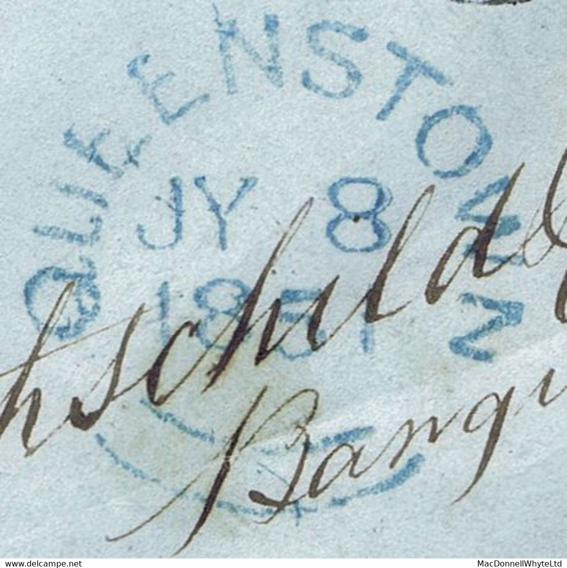 Ireland Maritime Cork 1851 Cover With QUEENSTOWN/SHIP LETTER And Mauritius "Ship Letter" On Face - Préphilatélie