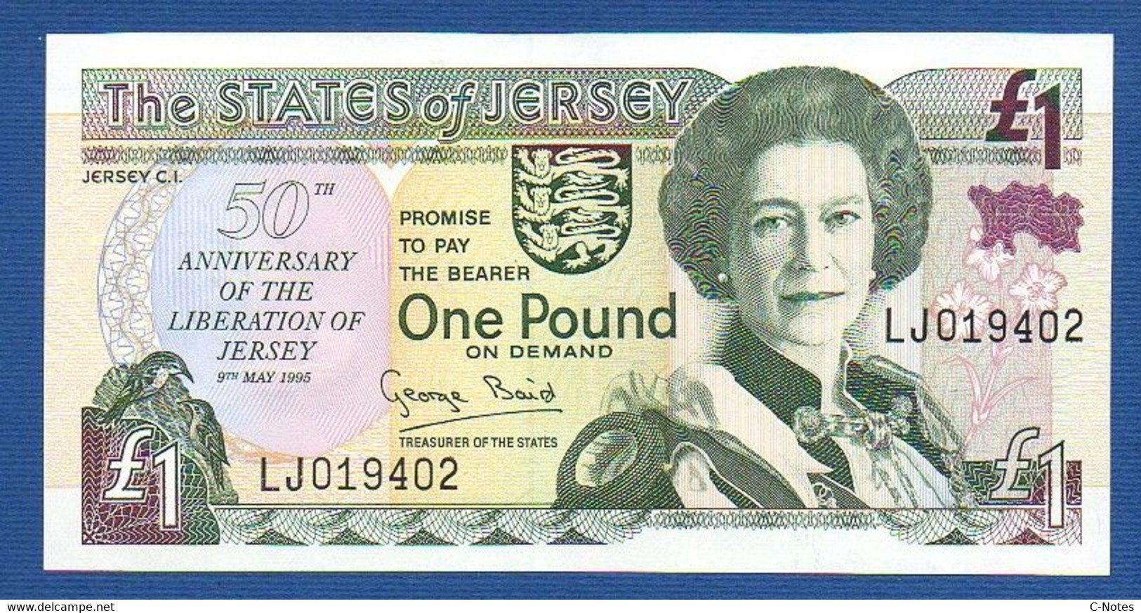 JERSEY - P.25– 1 POUND 1995 UNC, Serie LJ 019402 - "50th Anniversary Of Liberation" Commemorative Issue - Jersey