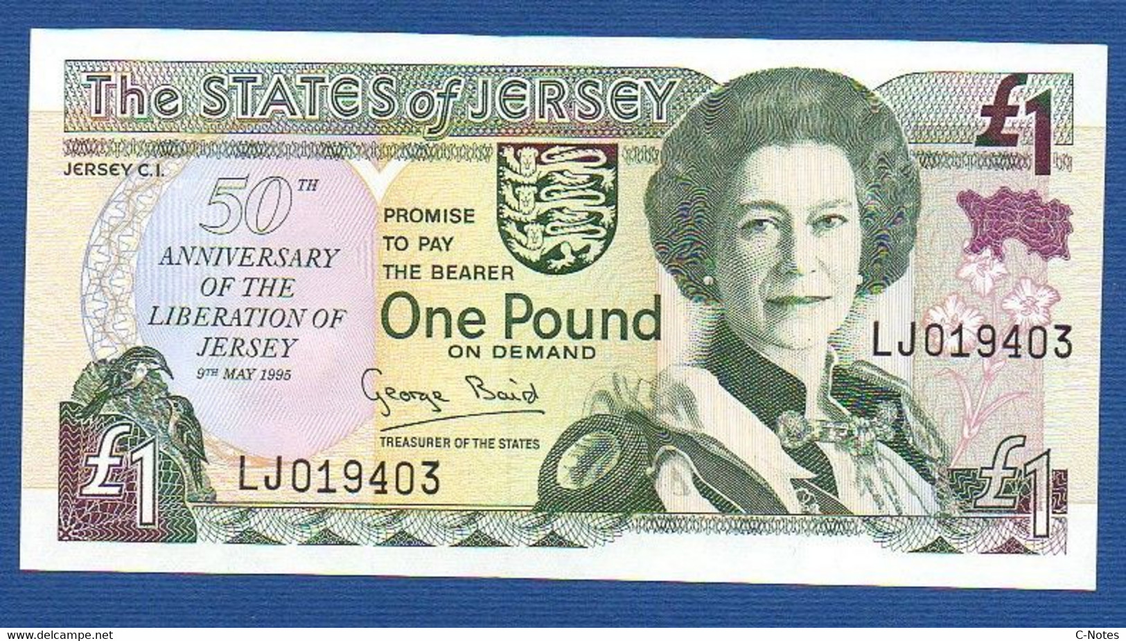 JERSEY - P.25– 1 POUND 1995 UNC, Serie LJ 019403 - "50th Anniversary Of Liberation" Commemorative Issue - Jersey