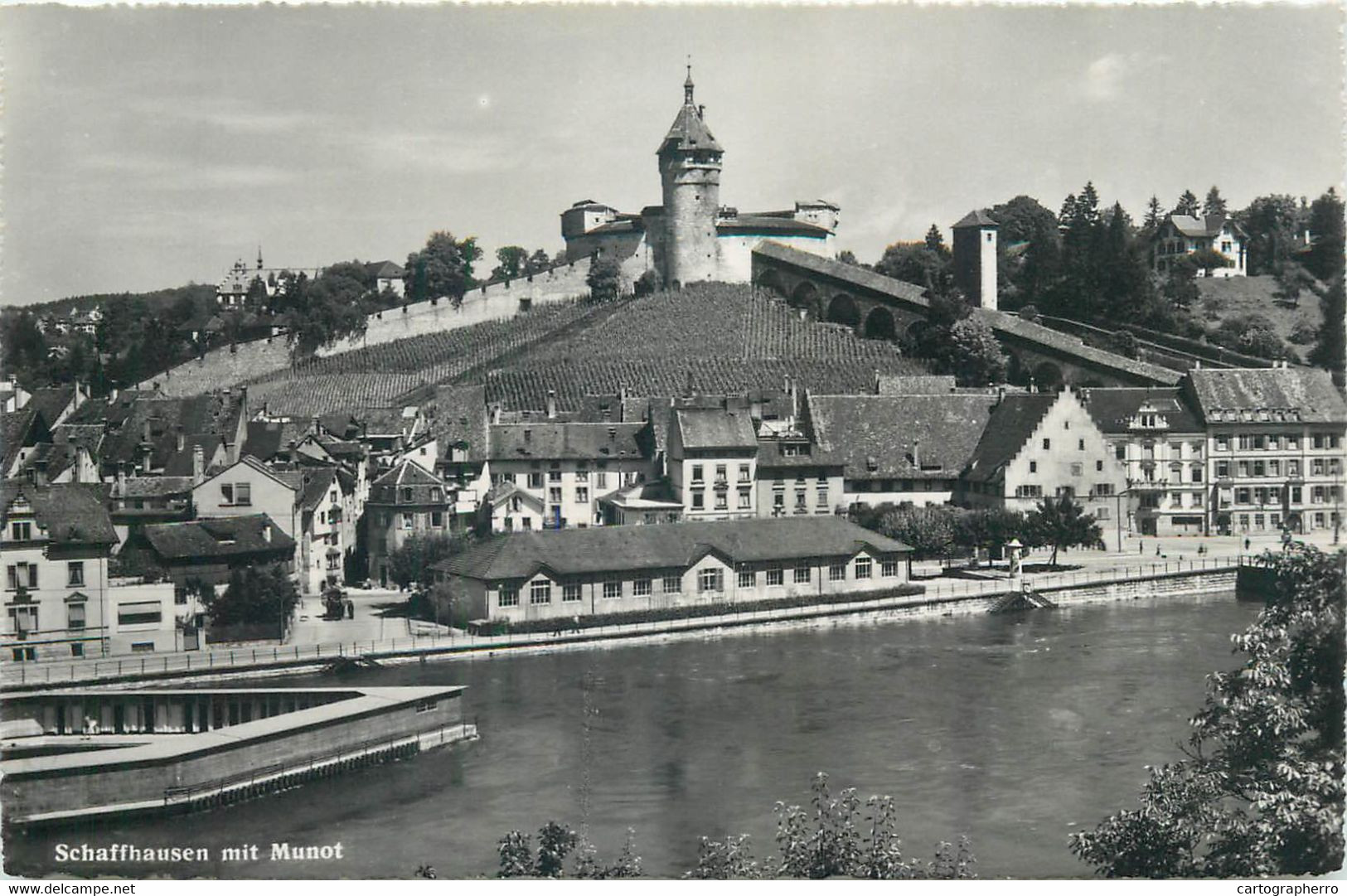 Switzerland Postcard Schaffhausen Mit Munot Castle Walls Citadel - Hausen Am Albis 