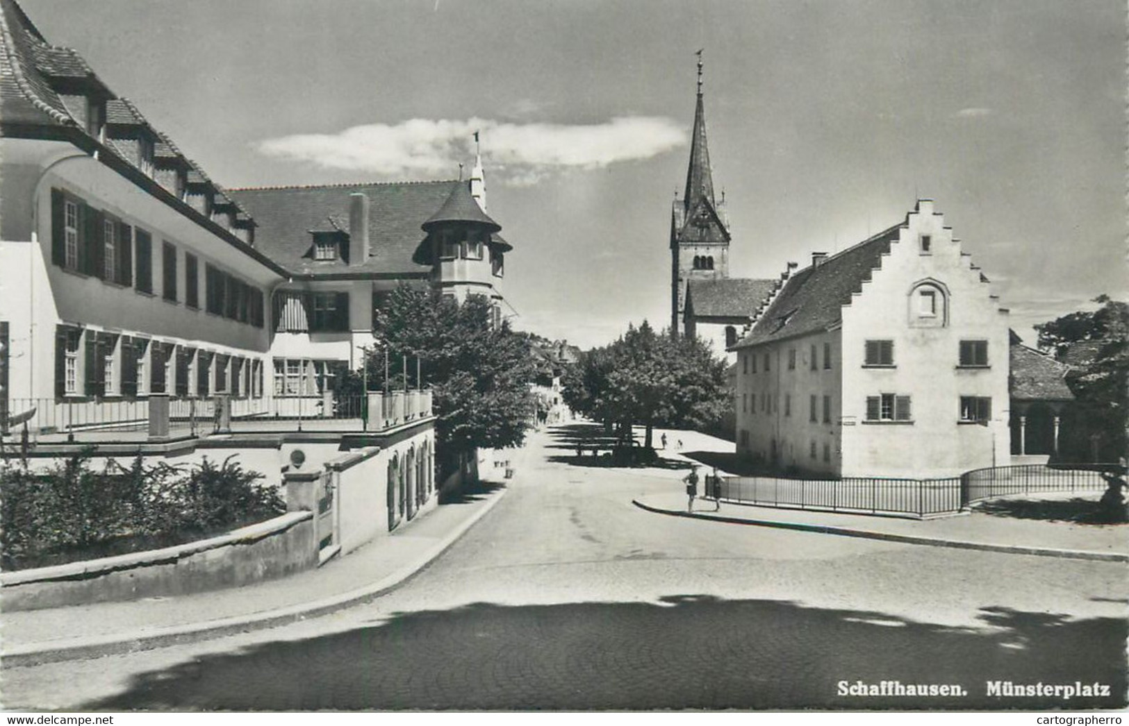 Switzerland Postcard Schaffhausen Munsterplatz Clocktower - Hausen Am Albis 