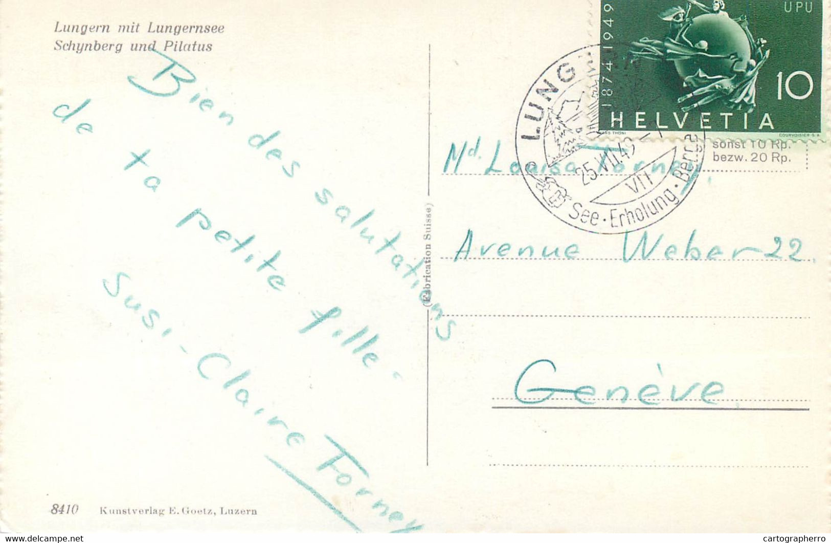 Switzerland Postcard Lungern Mit Lungernsee Schynberg Und Pilatus 1949 - Lungern