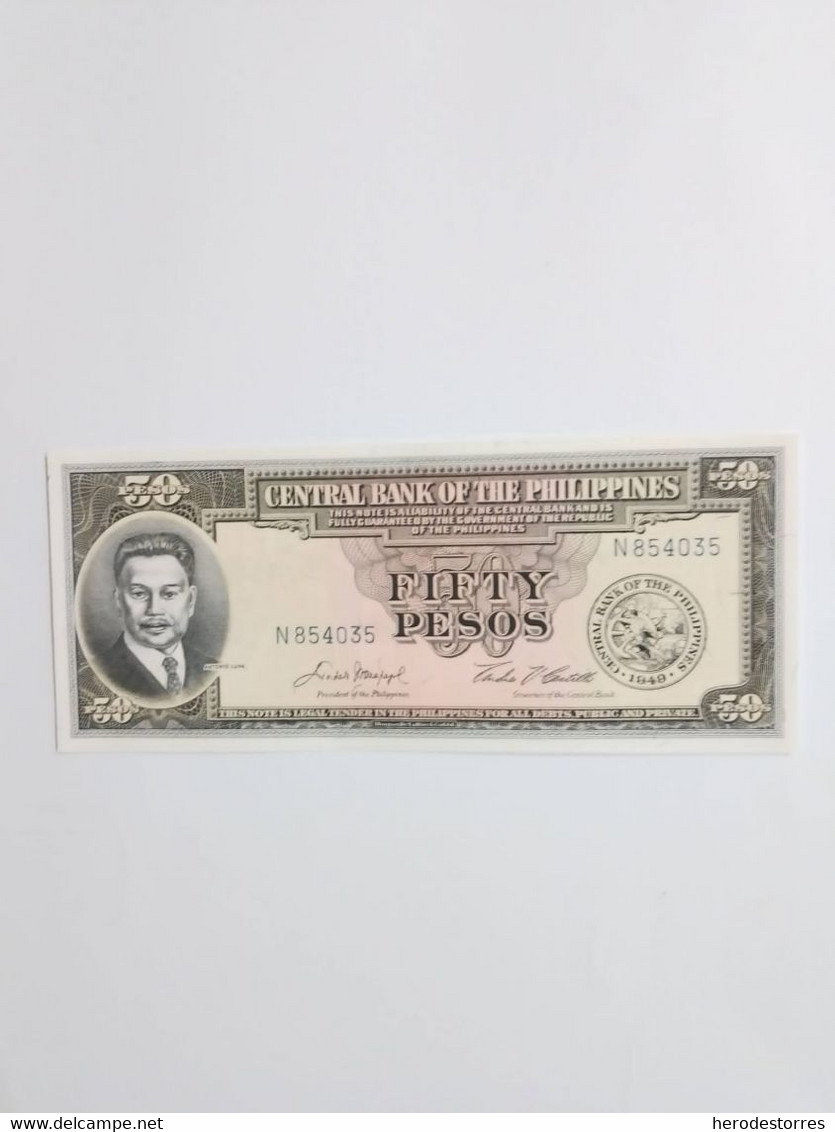 Billete De Filipinas De 50 Pesos, Año 1949, UNC - Philippines