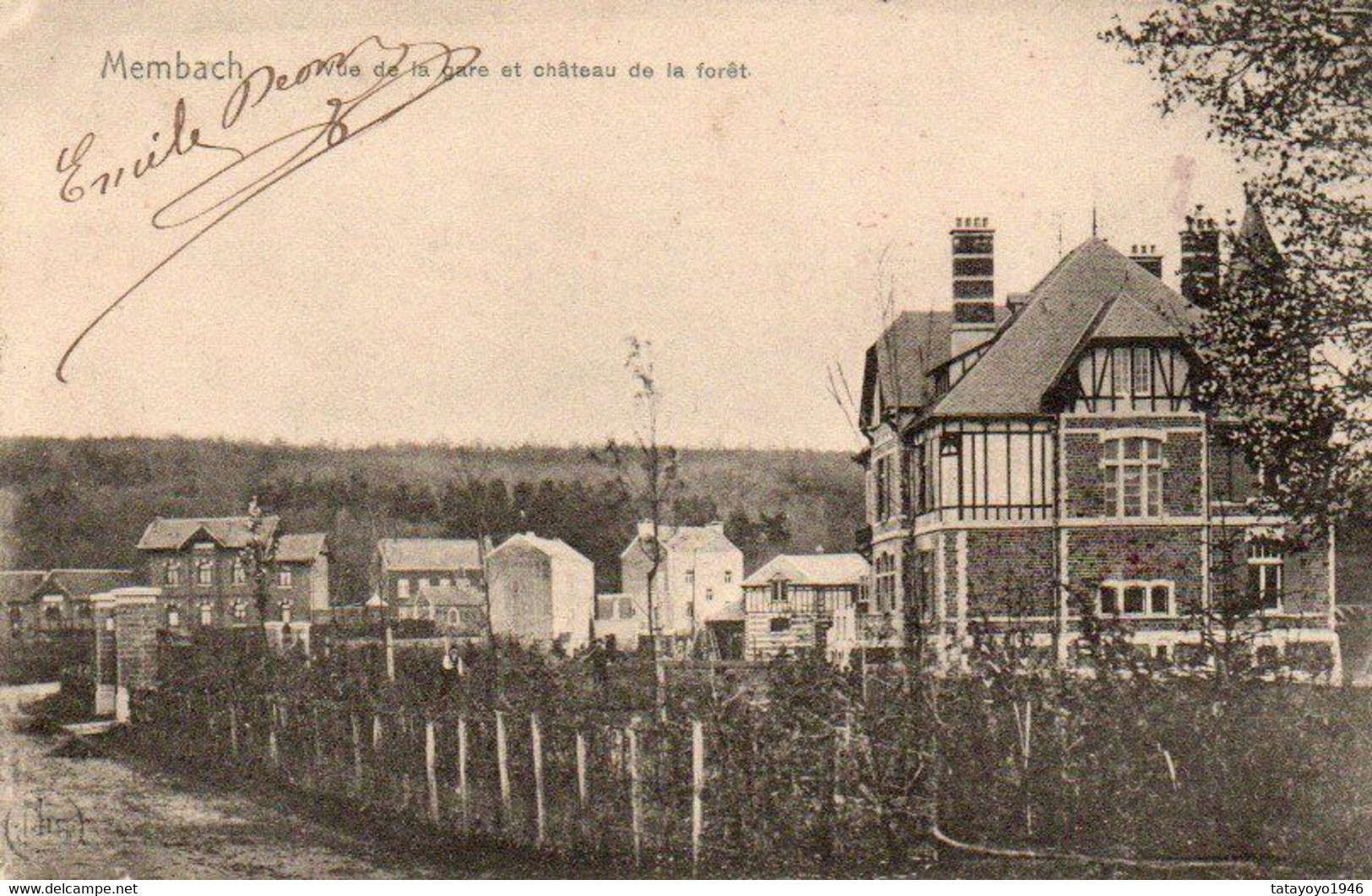 Membach  Vue De La Gare Et Chateau De La Foret Voyagé En 1906 - Baelen