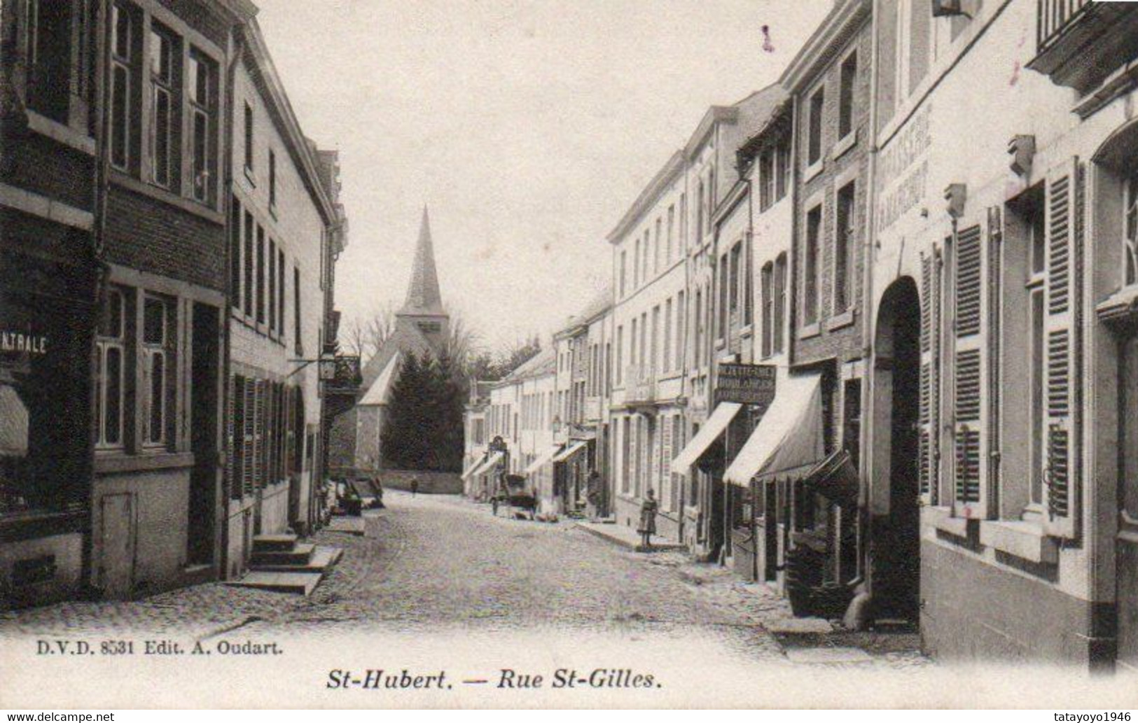 St-Hubert  Rue St Gilles Animée Voyagé En 1906 - Saint-Hubert