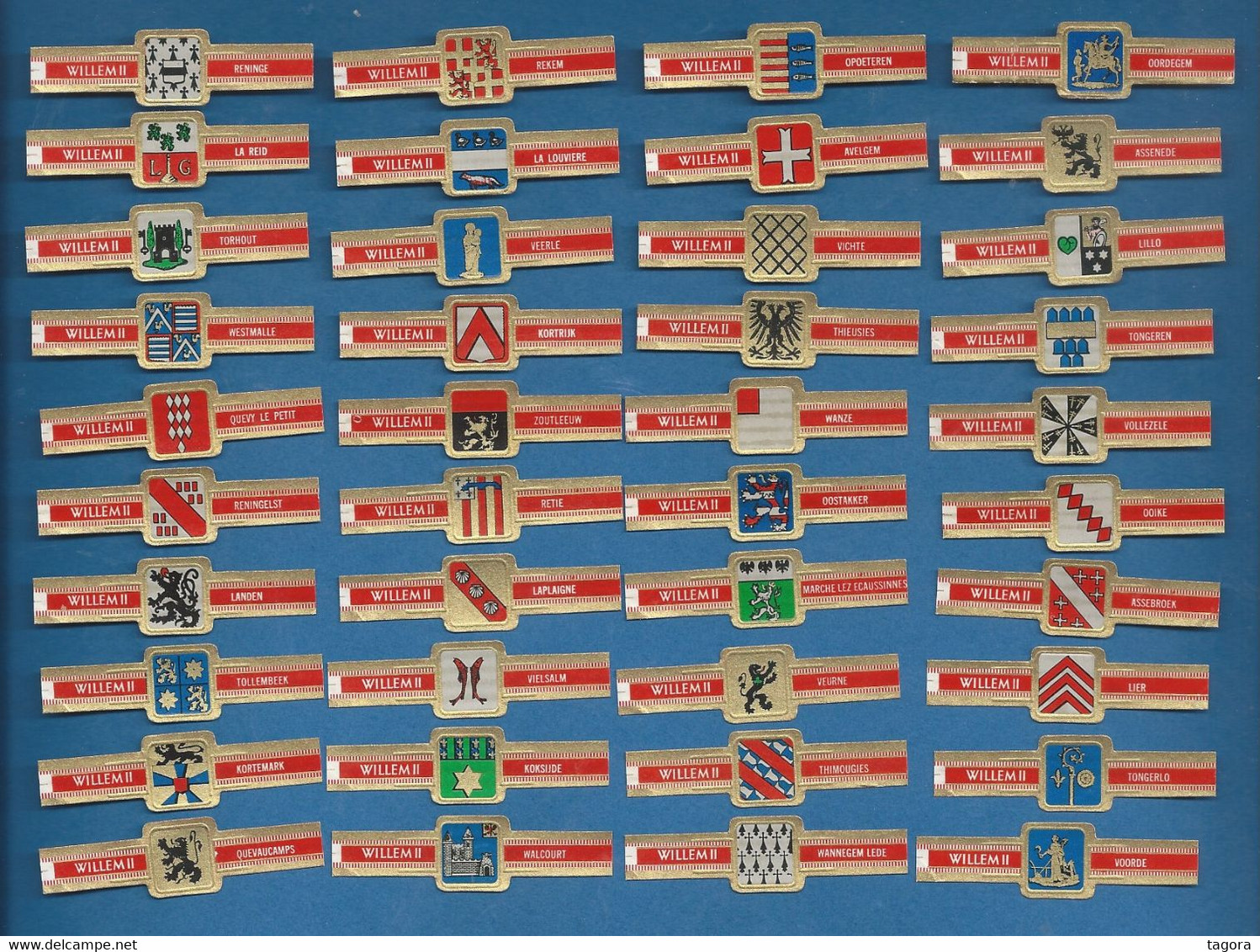 40 Bagues De Cigares Willem II, Série LV Armoiries Municipale Belges - Cigar Bands