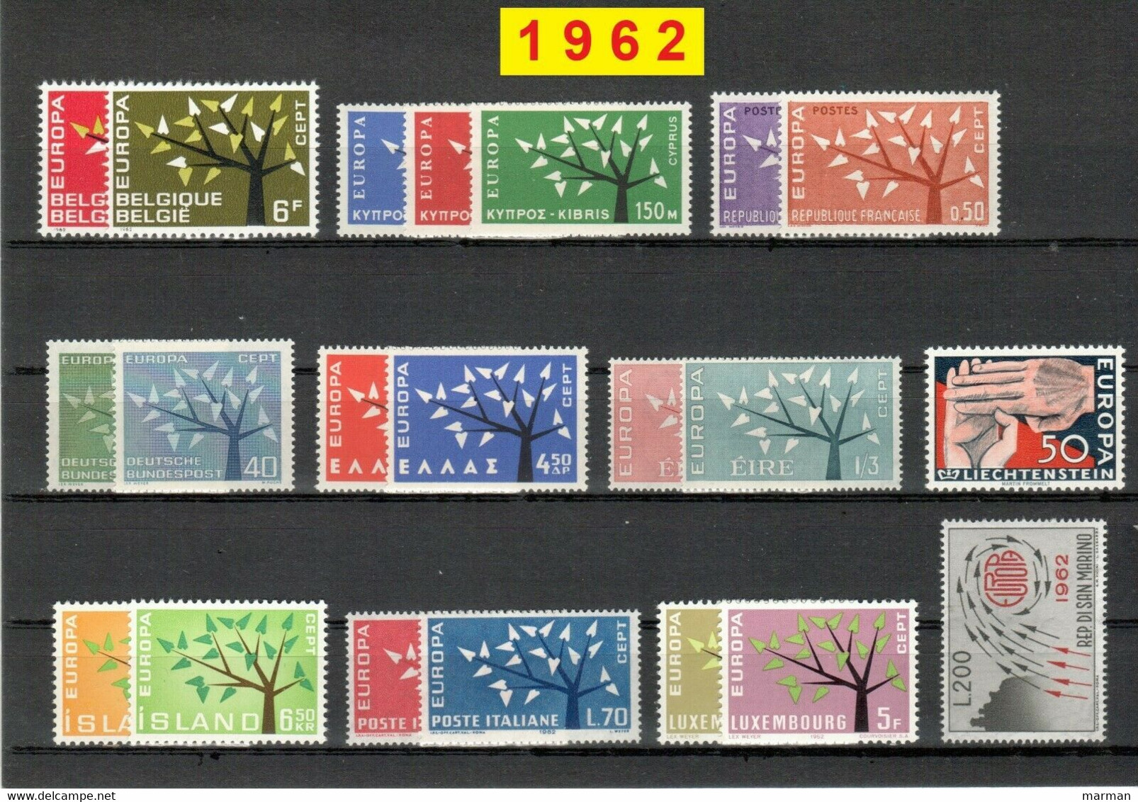 Europa CEPT 1962 Annata COMPLETA 39 Fbolli Nuovi **/MNH - Années Complètes